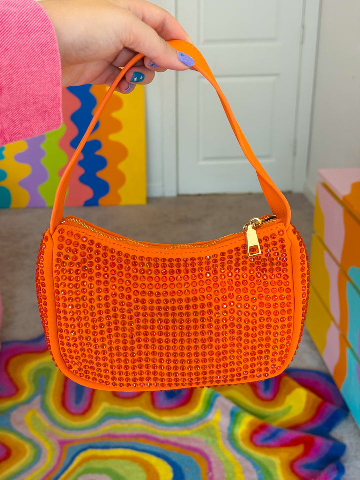 Dazzle Rhinestone Orange Purse
