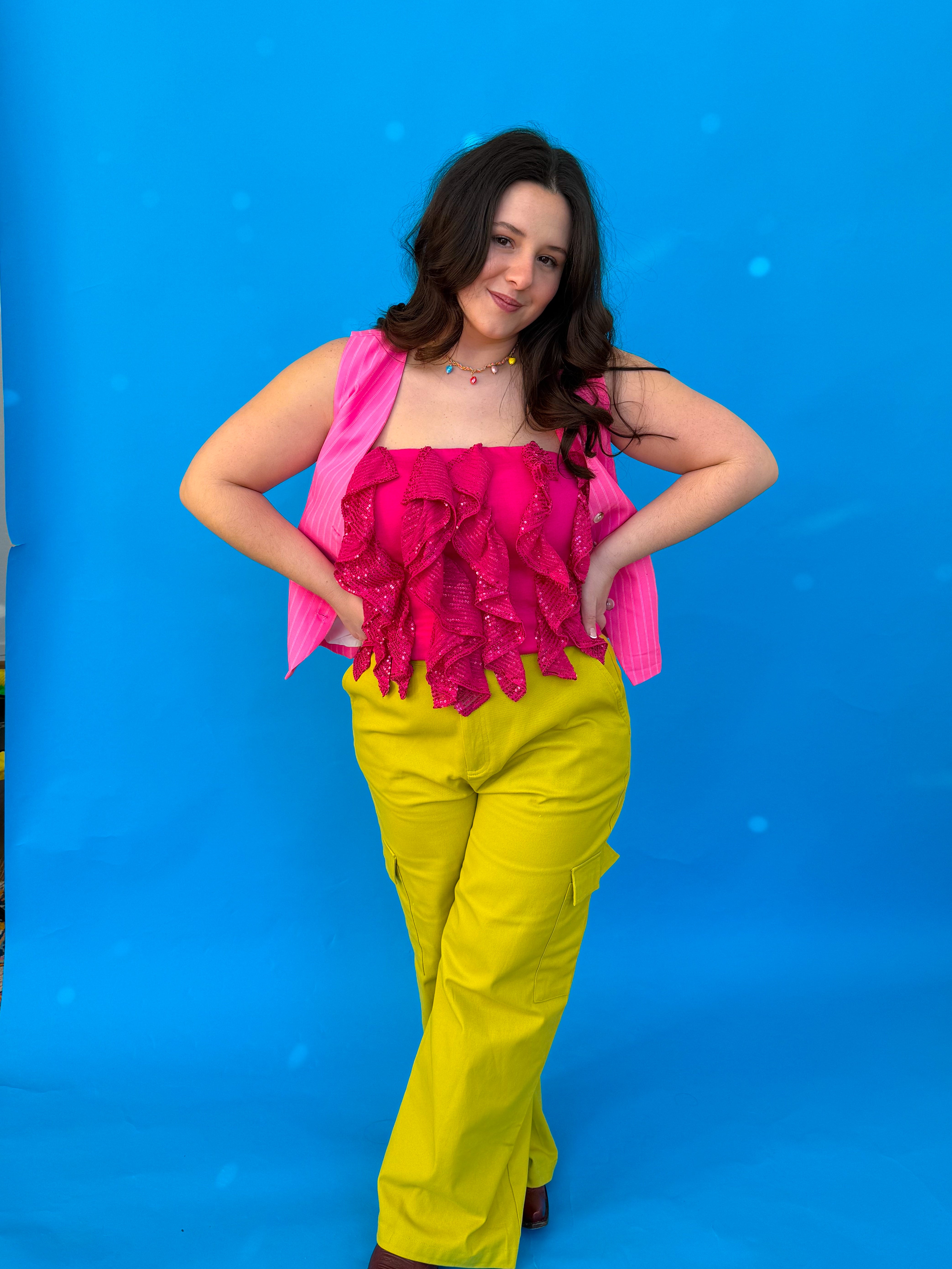 Glowing Pink Sequin Tube Top (S-3XL)