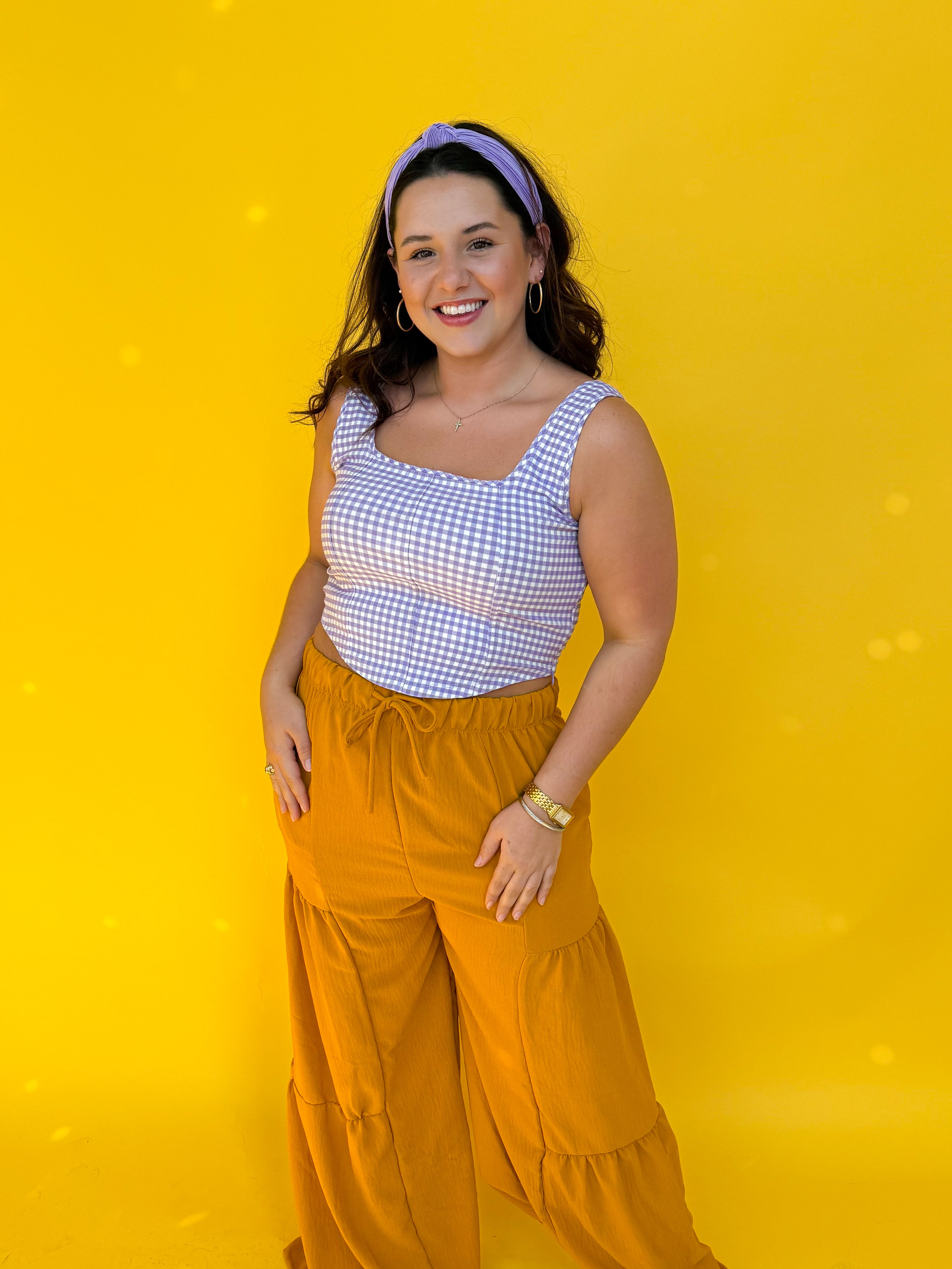 Lavender Plaid Bustier Top (S-XL)