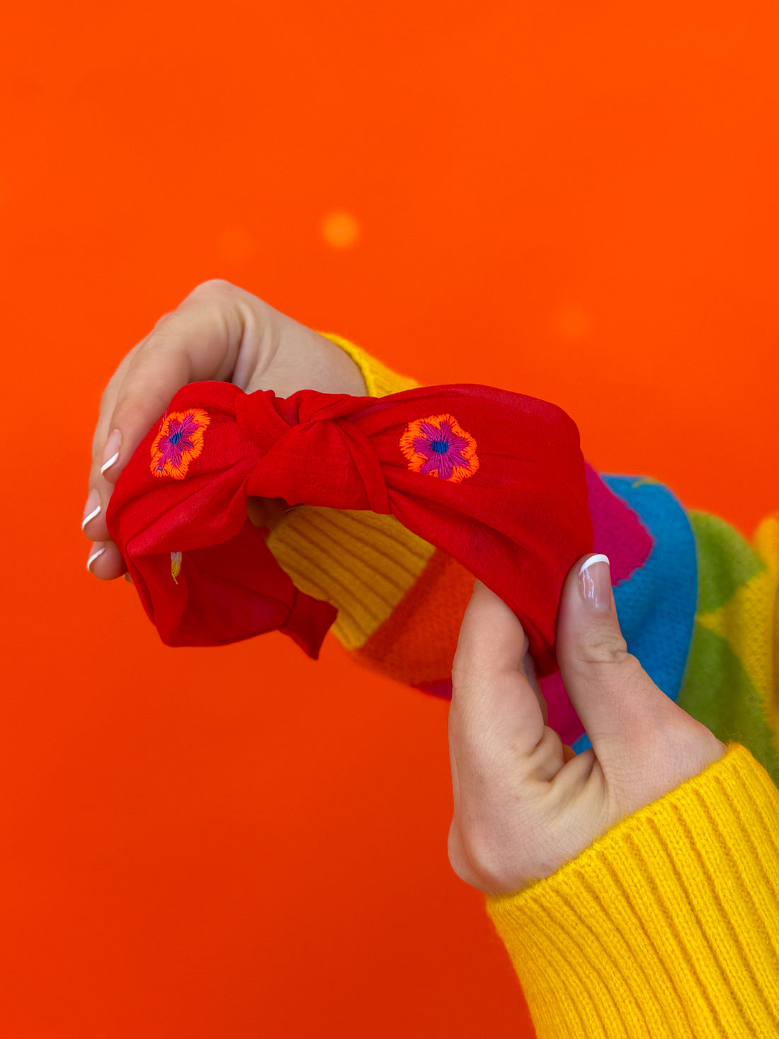Red Embroidered Headband