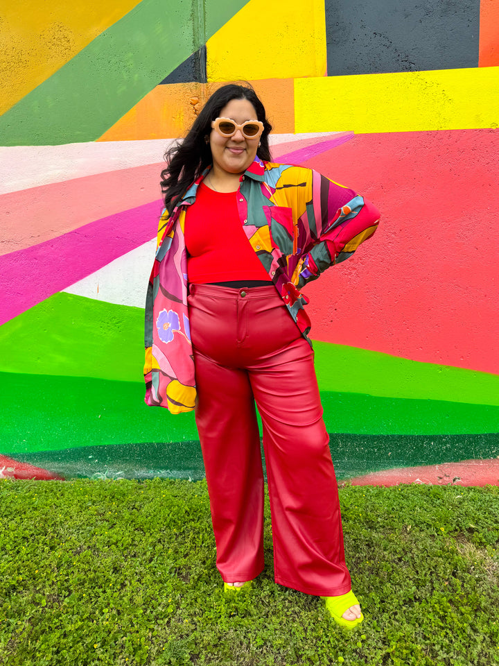 Red Licorice Leather Pants (S-3XL)