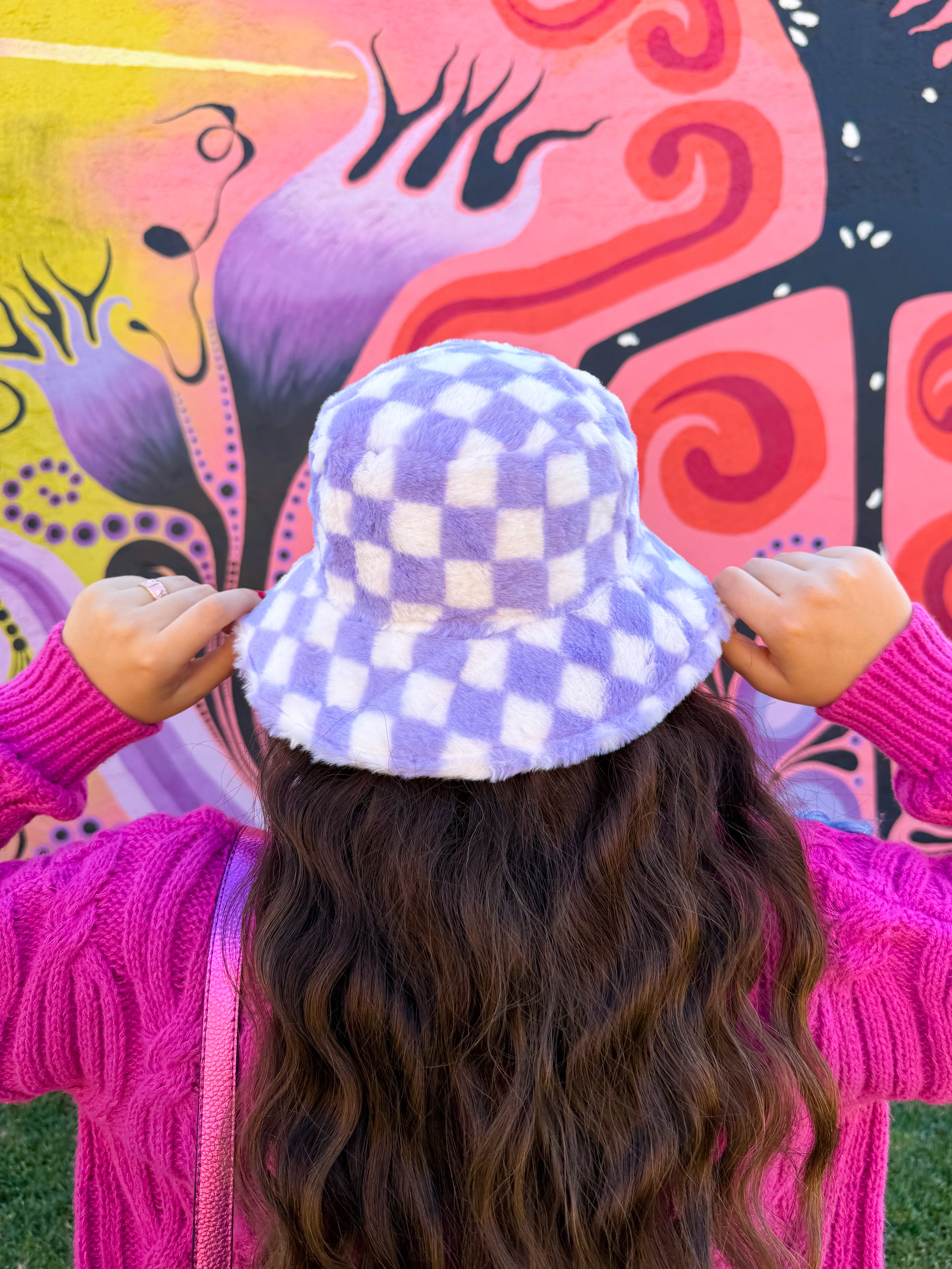 Lilac Checker Bucket Hat