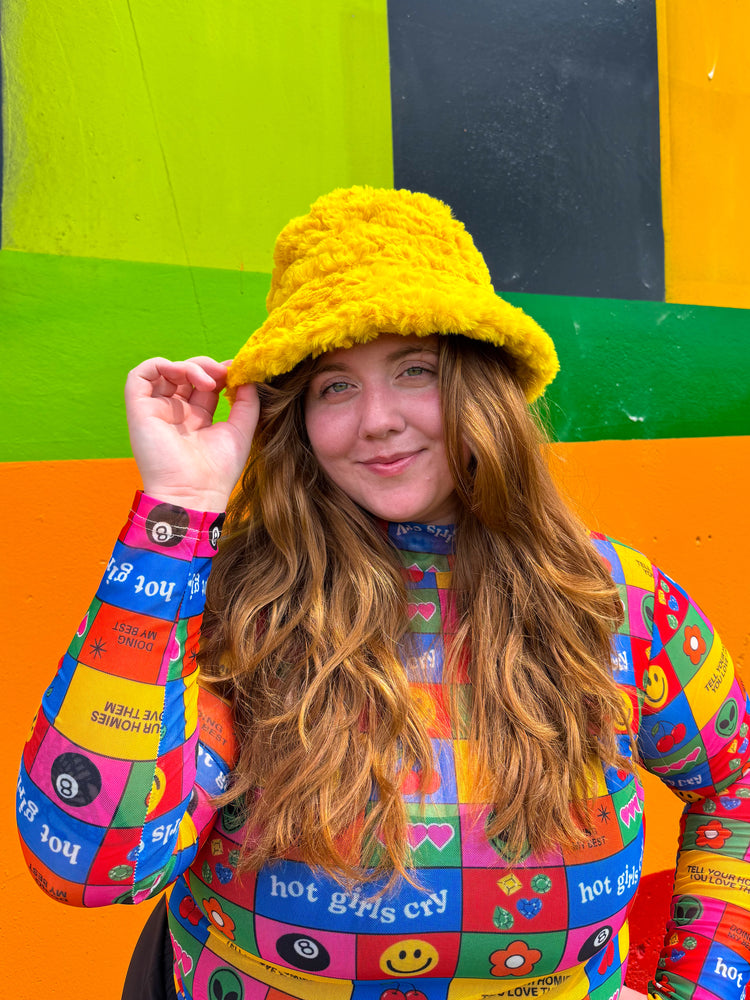 Mustard Fuzzy Bucket Hat