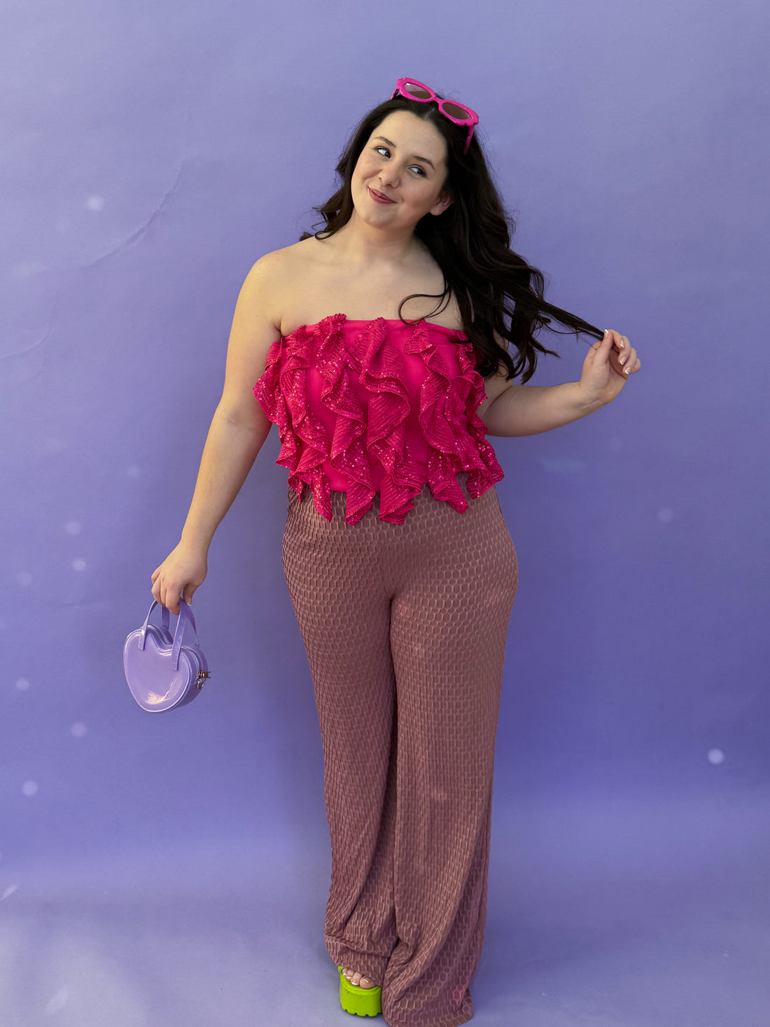 Glowing Pink Sequin Tube Top (S-3XL)