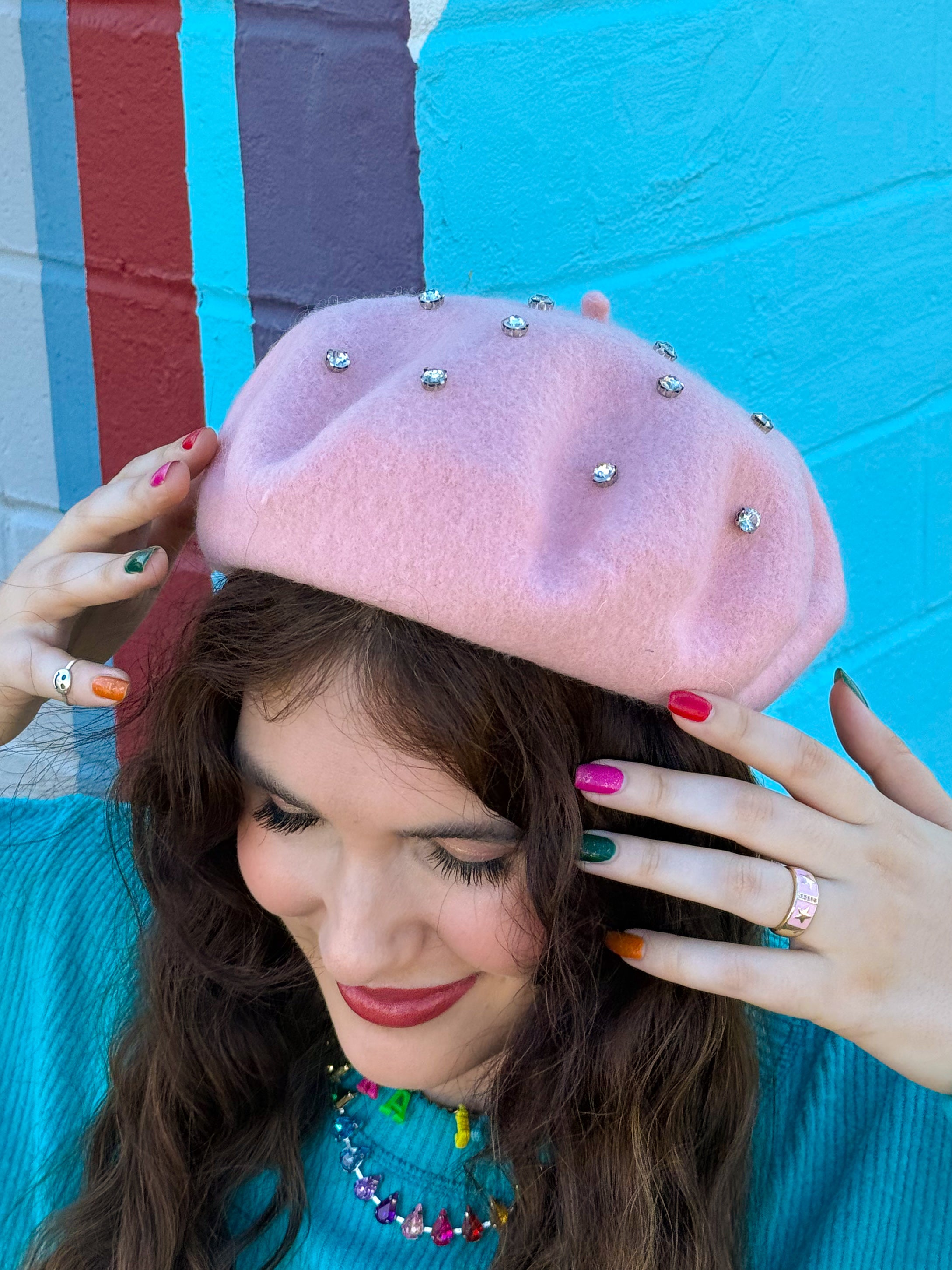 Light Pink Crystal Beret