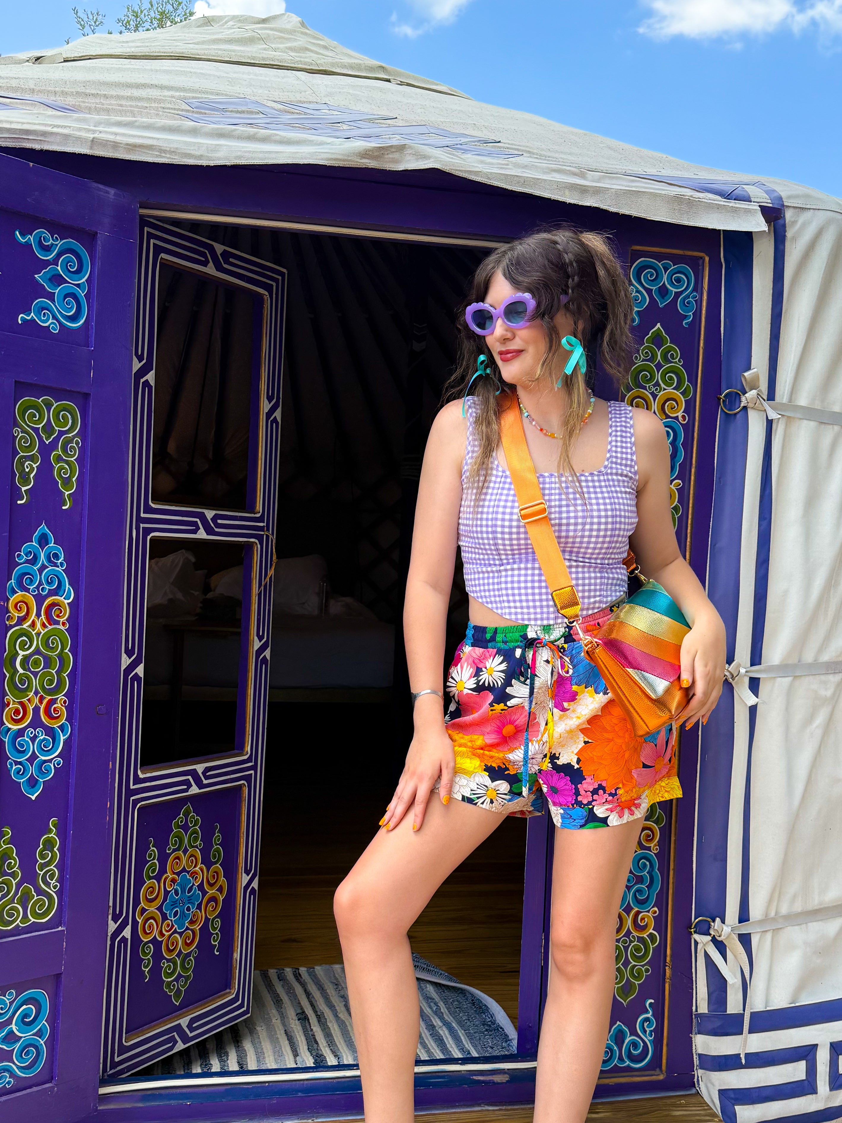 Lavender Plaid Bustier Top (S-XL)