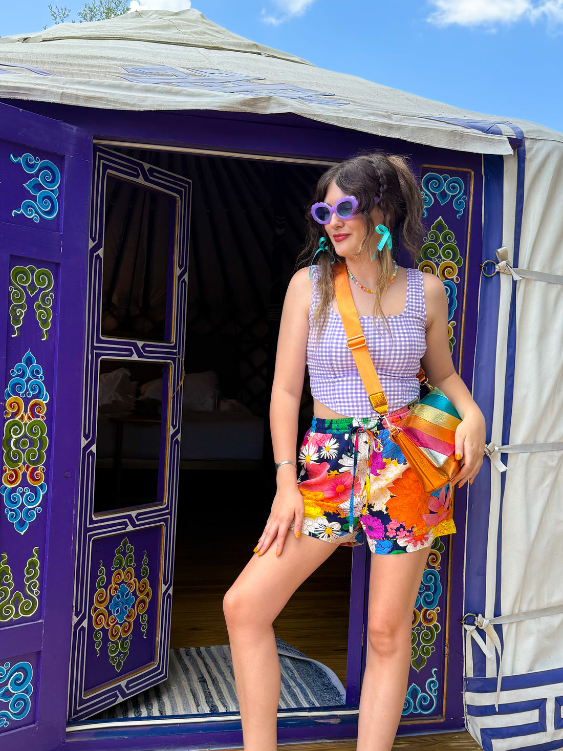 Lavender Plaid Bustier Top (S-XL)