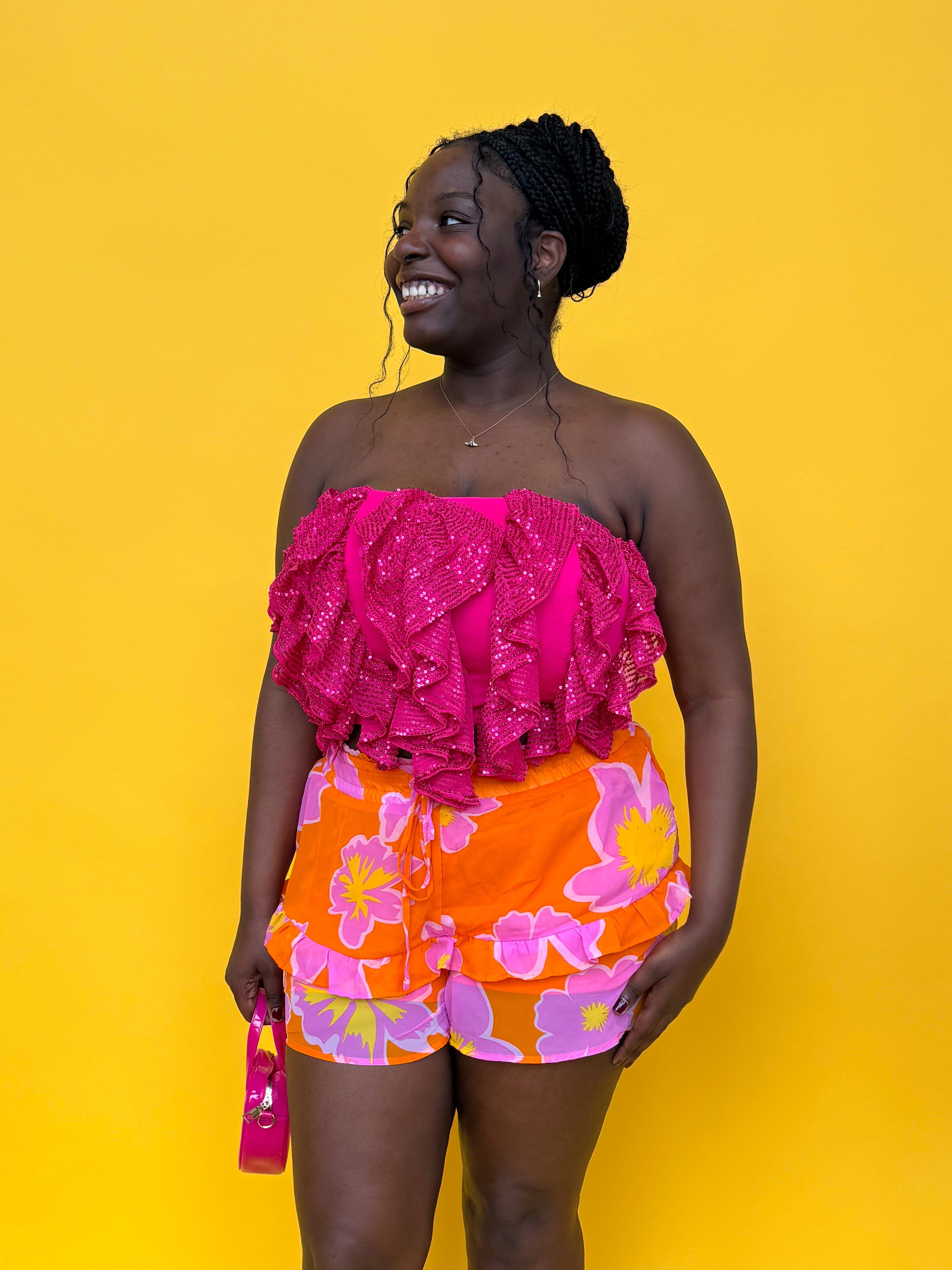 Glowing Pink Sequin Tube Top (S-3XL)