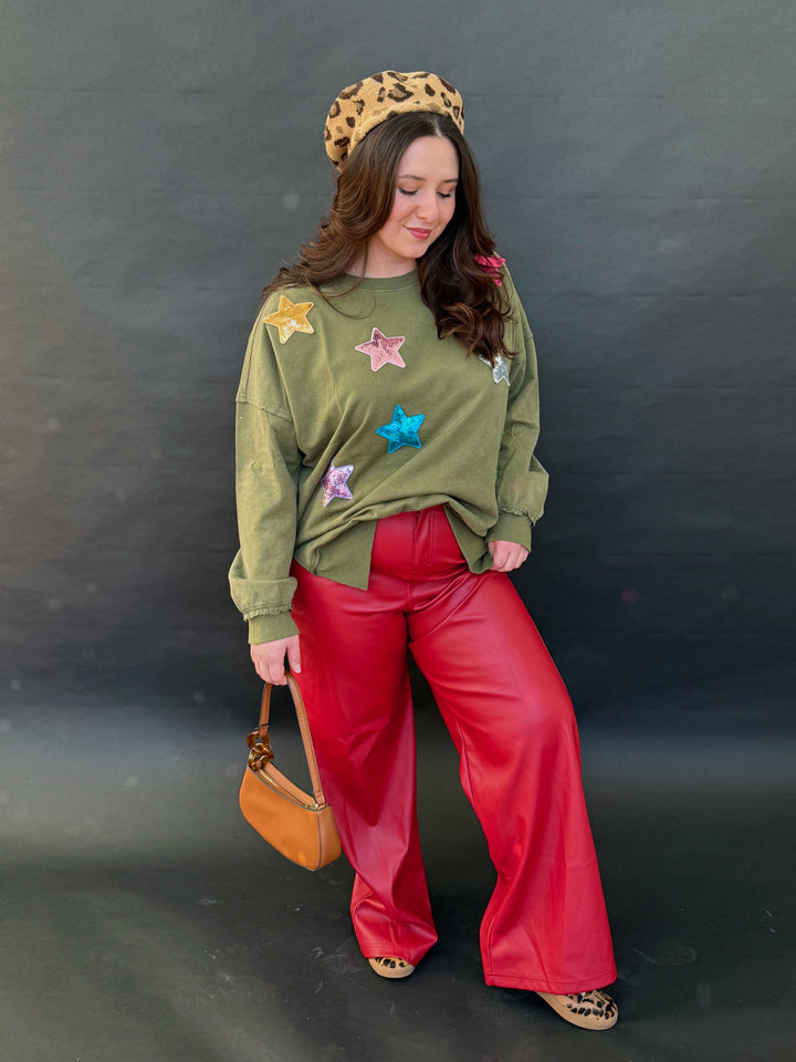 Red Licorice Leather Pants (S-3XL)