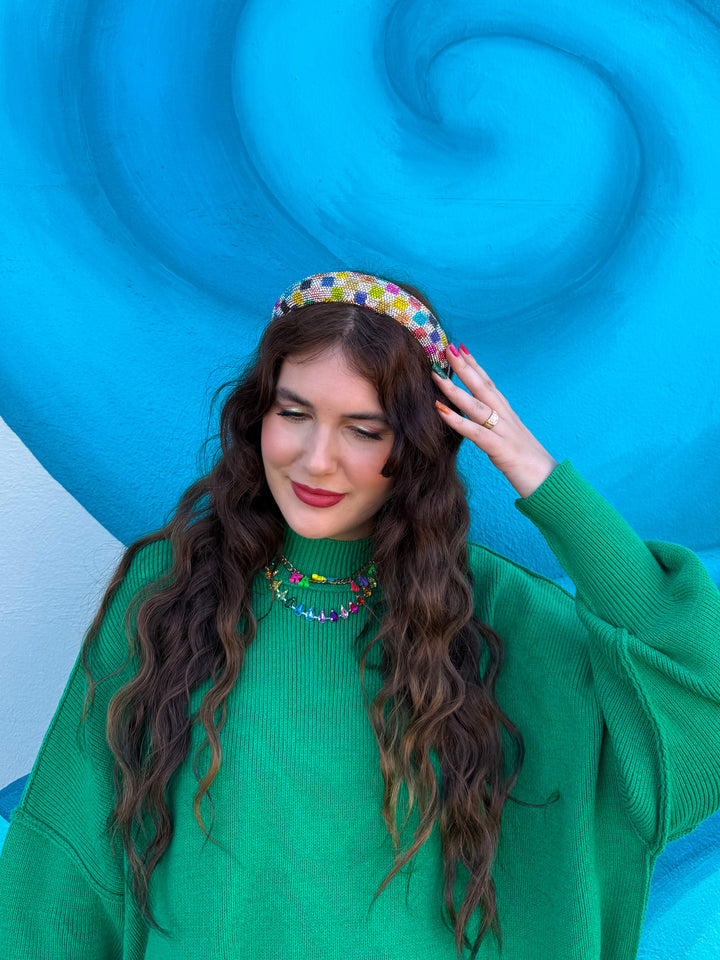 Holiday Glitz Checker Headband