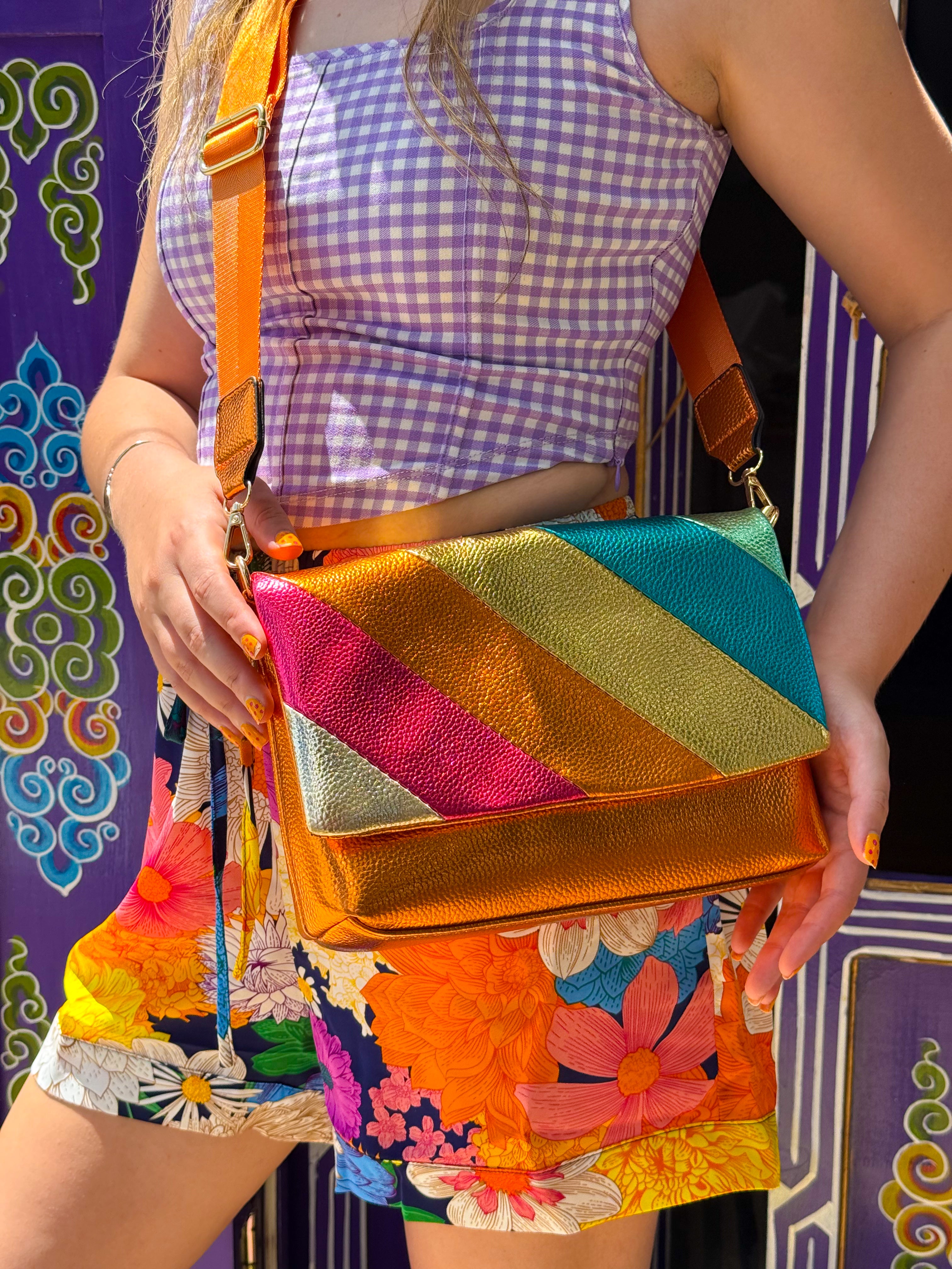 Fall Metallics Striped Purse