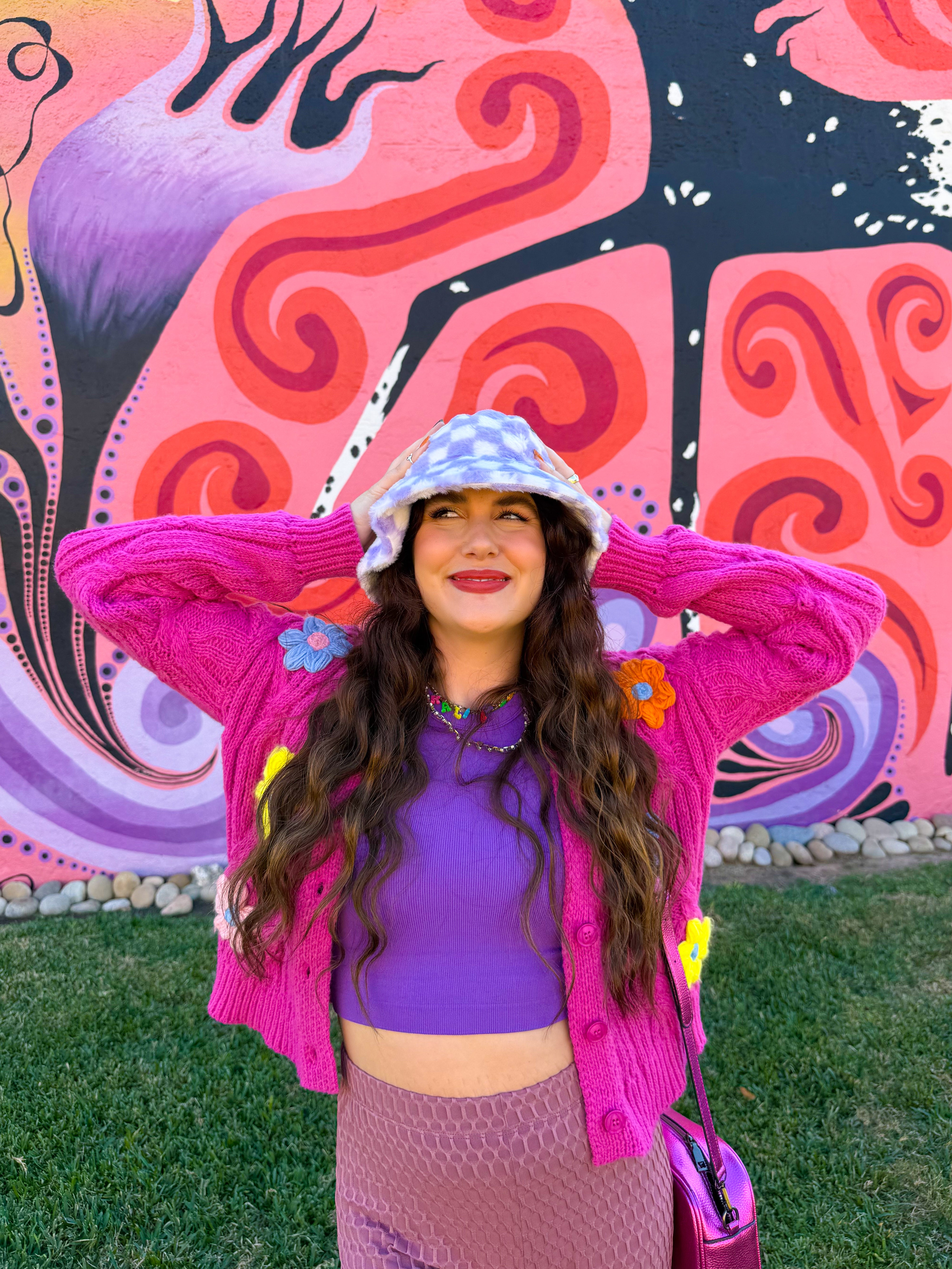 Lilac Checker Bucket Hat