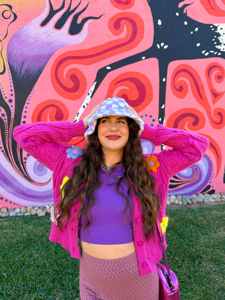 Lilac Checker Bucket Hat