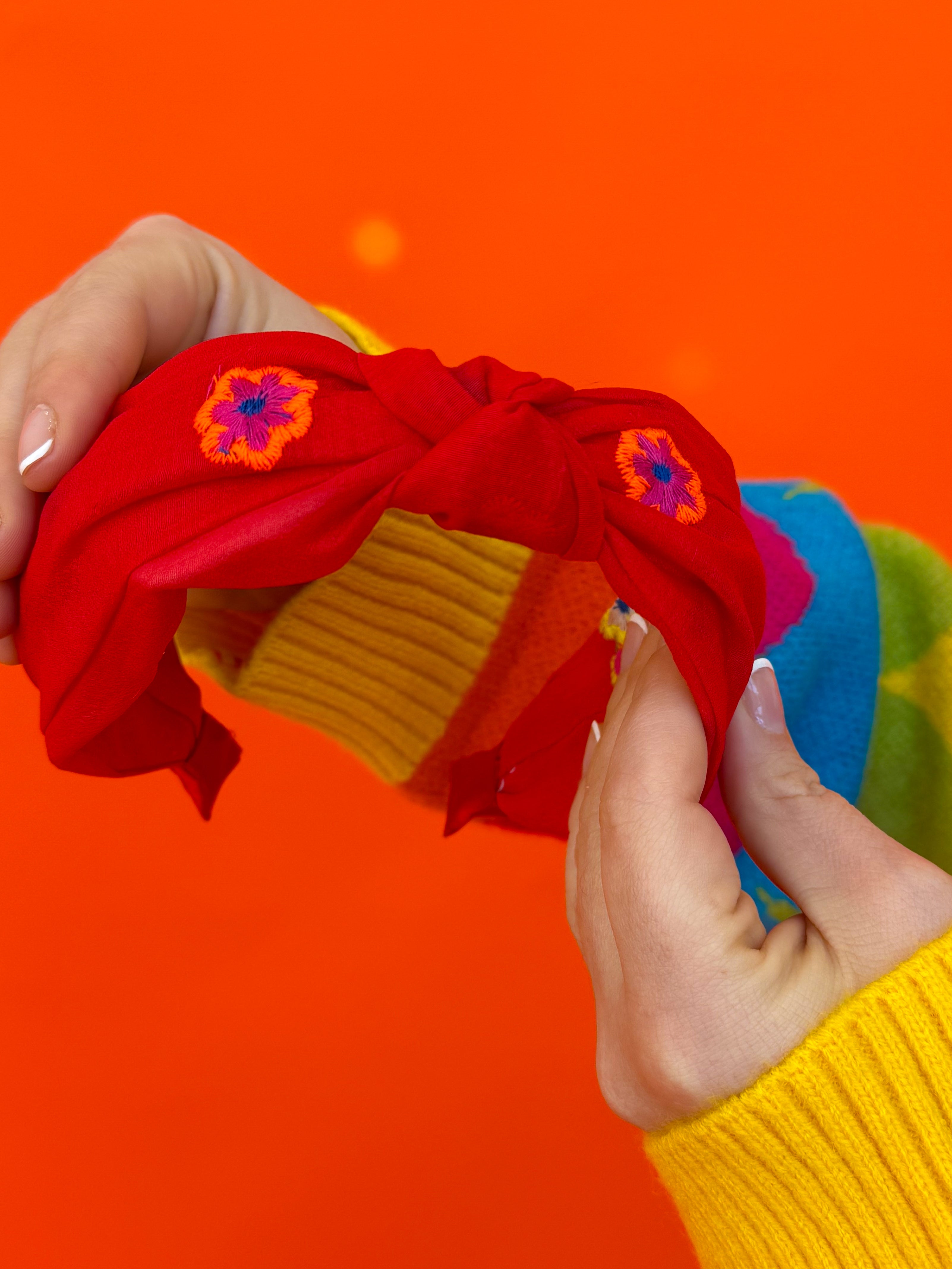 Red Embroidered Headband