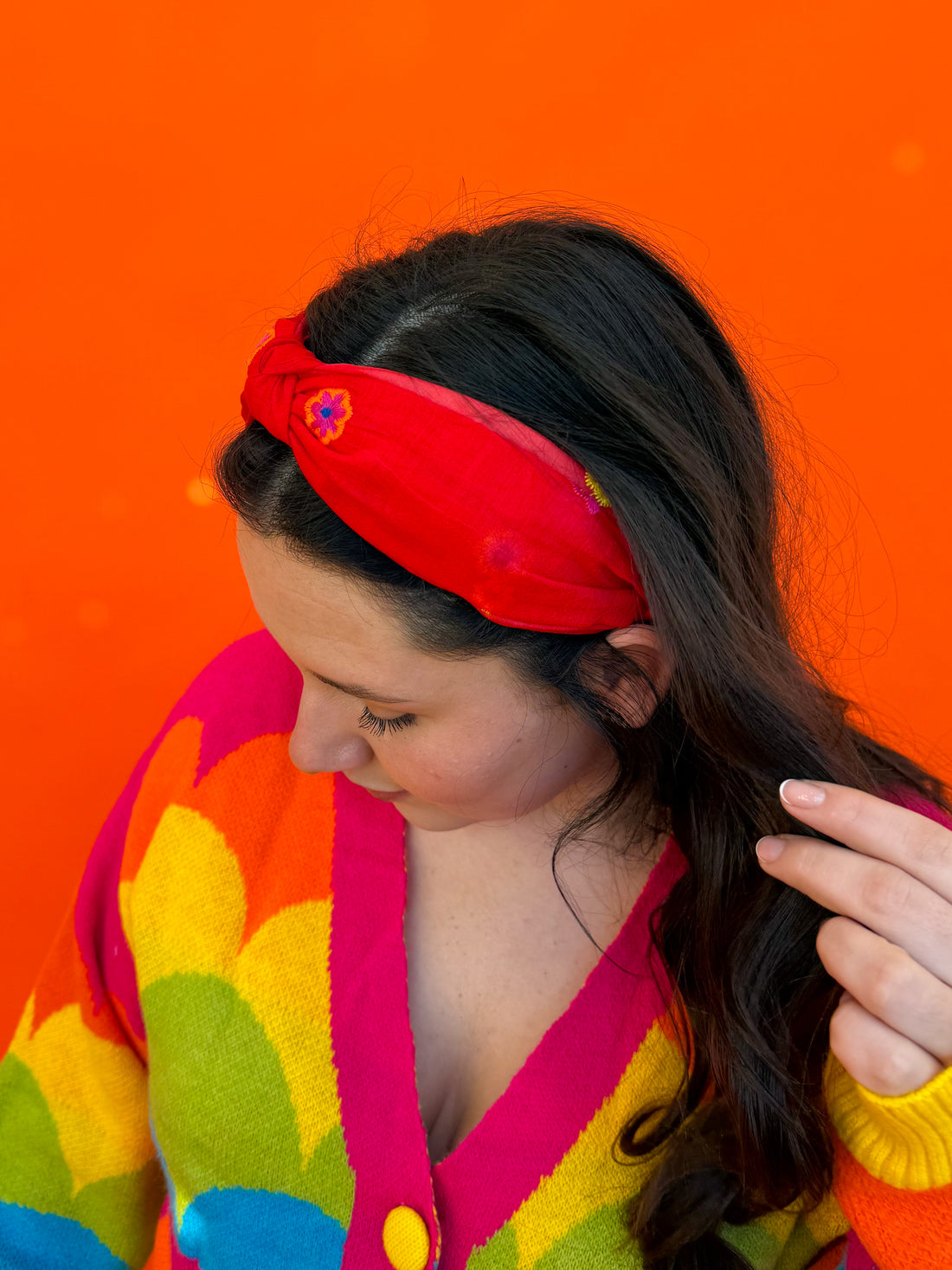Red Embroidered Headband