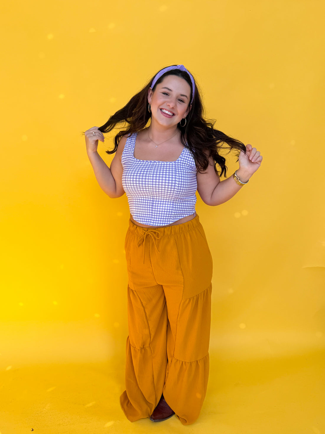 Lavender Plaid Bustier Top (S-XL)