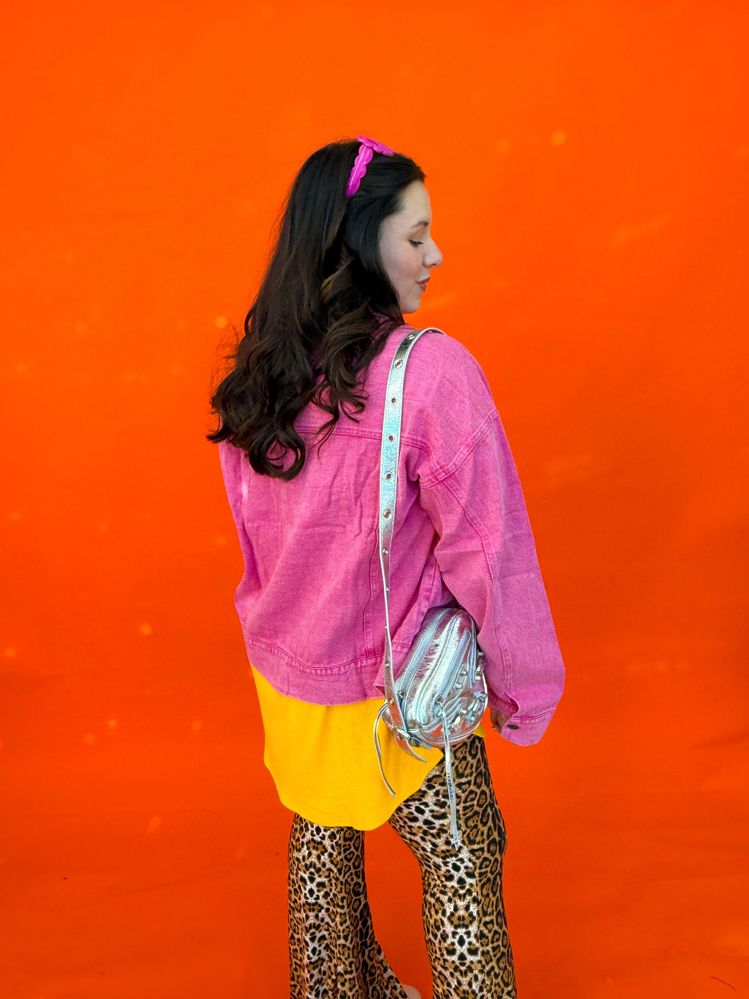 Pink Flower Denim Jacket (S-3XL)