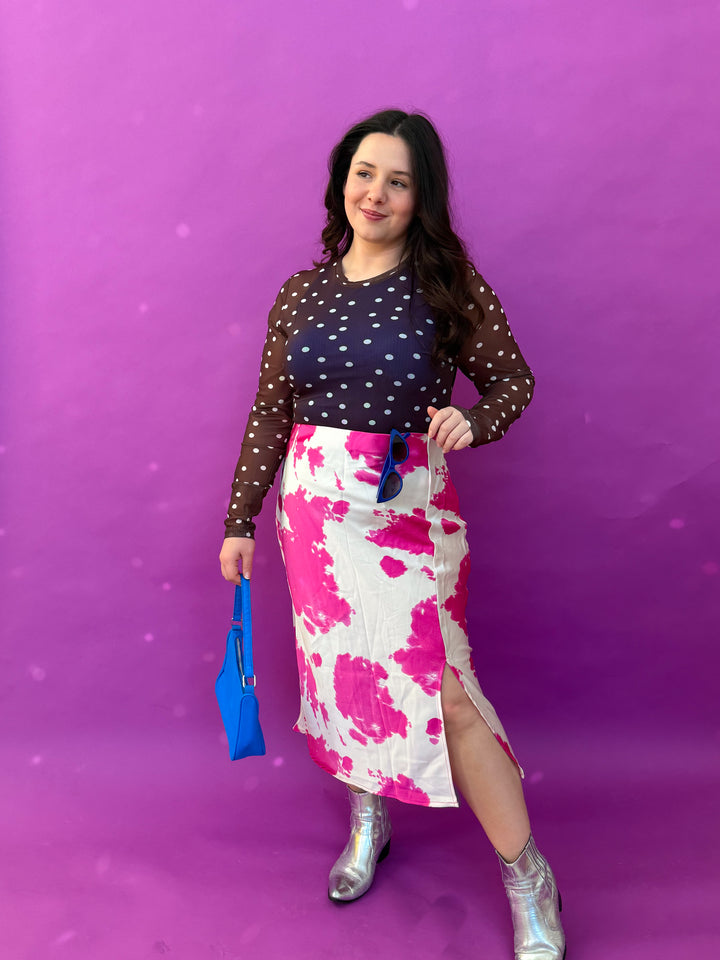Strawberry Cow Midi Skirt (S-3XL)
