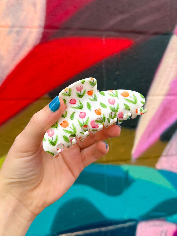 White Floral Hair Clip