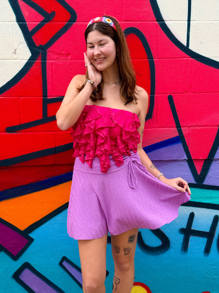 Glowing Pink Sequin Tube Top (S-3XL)