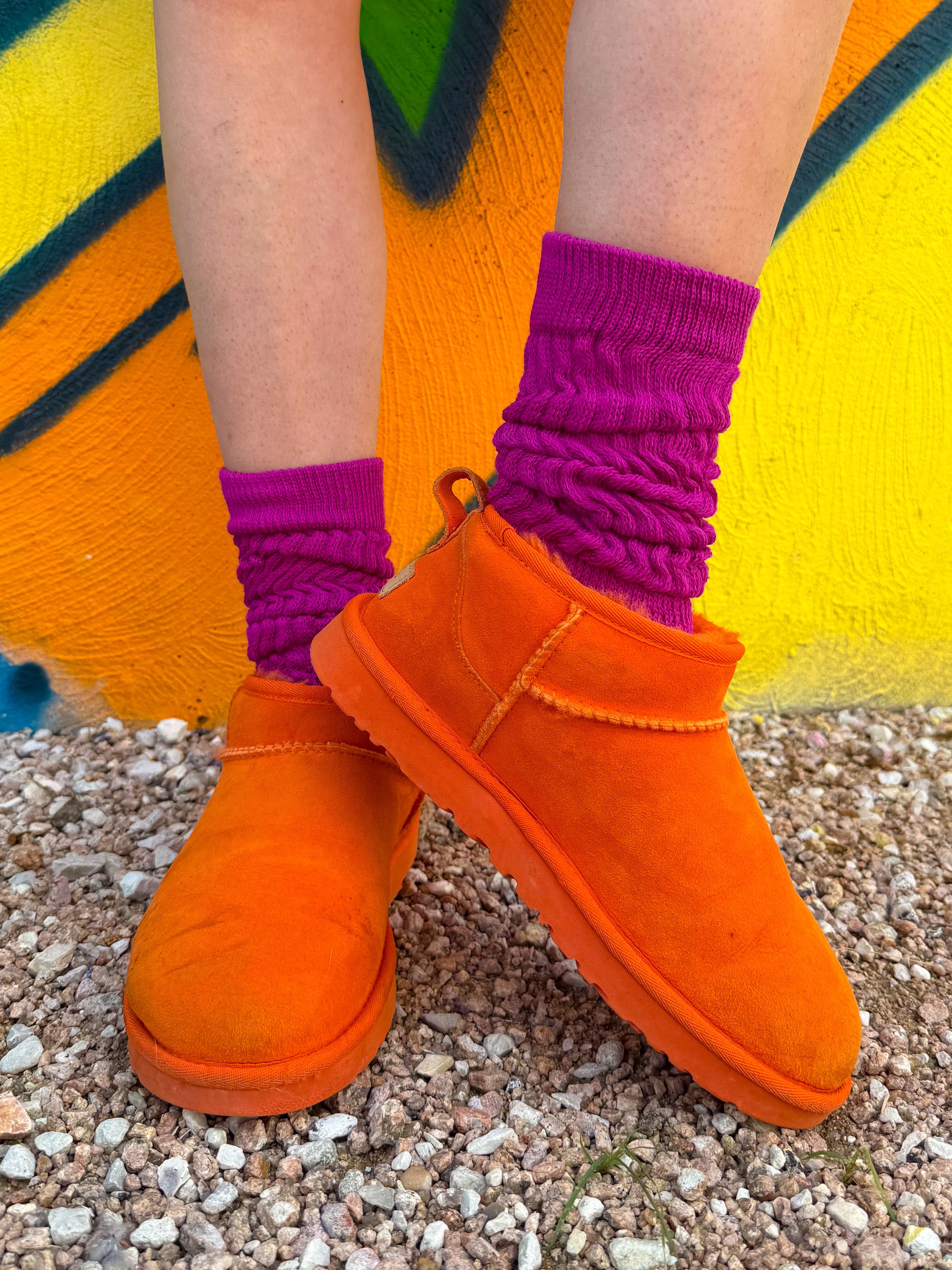 Mulberry Knitted Slouchy Socks