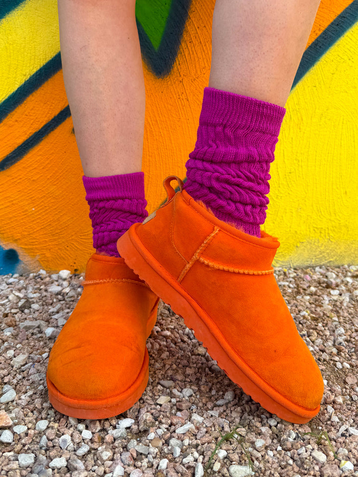 Mulberry Knitted Slouchy Socks