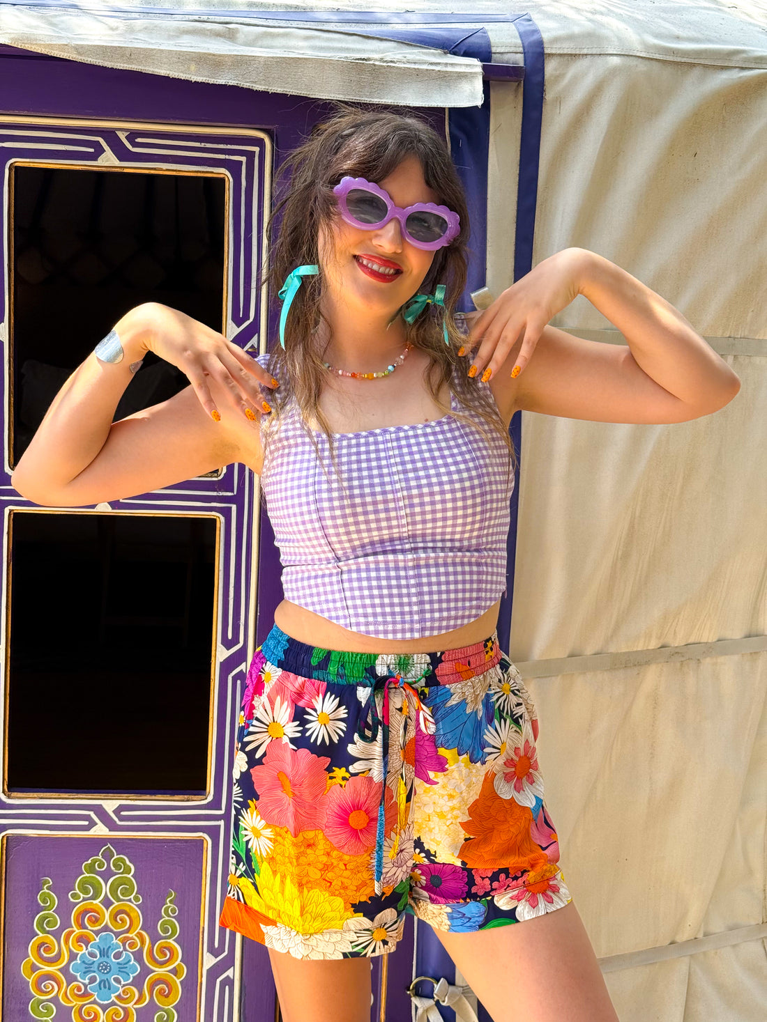 Lavender Plaid Bustier Top (S-XL)