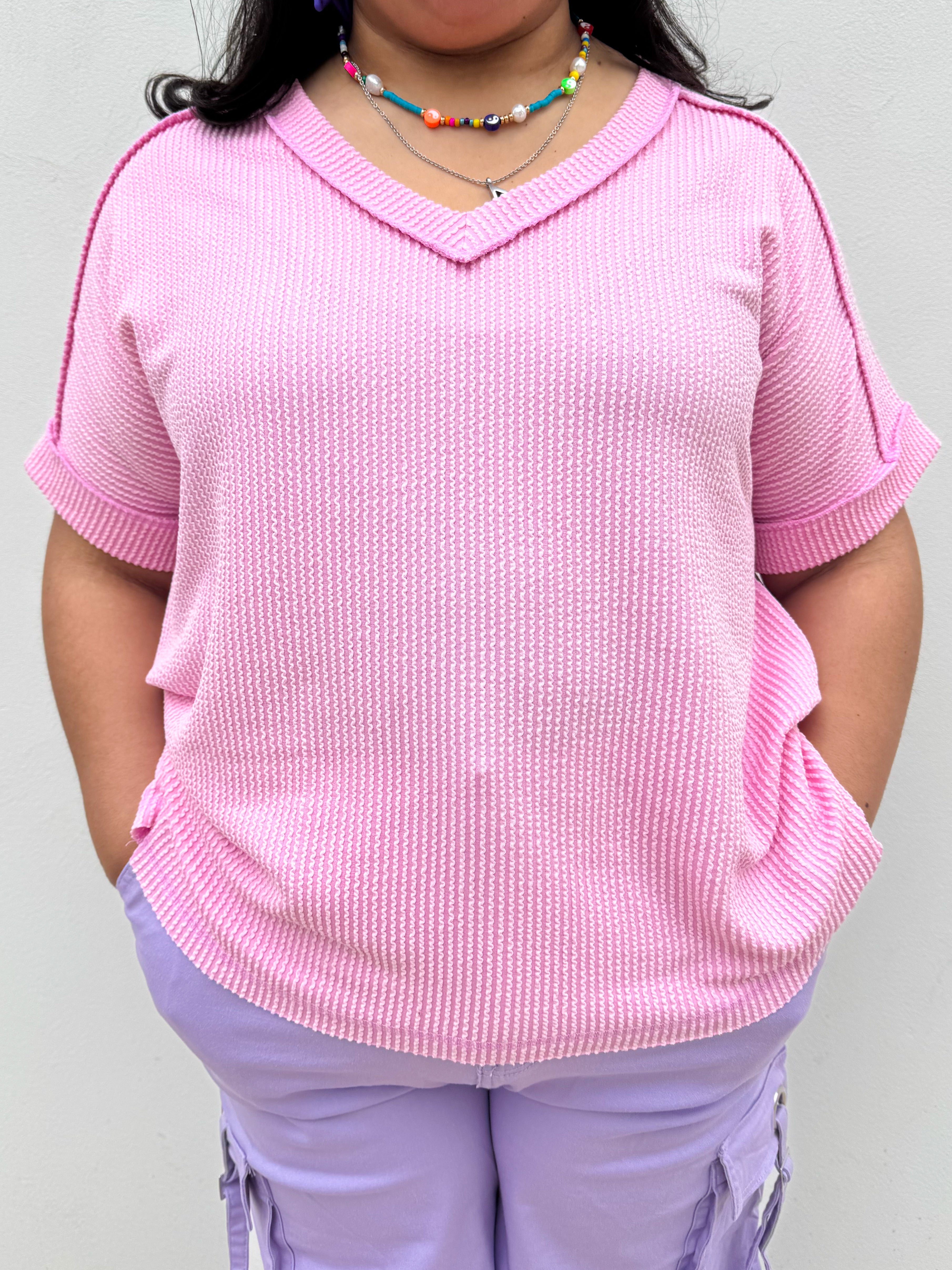 Candy Pink V-neck (S-3XL)