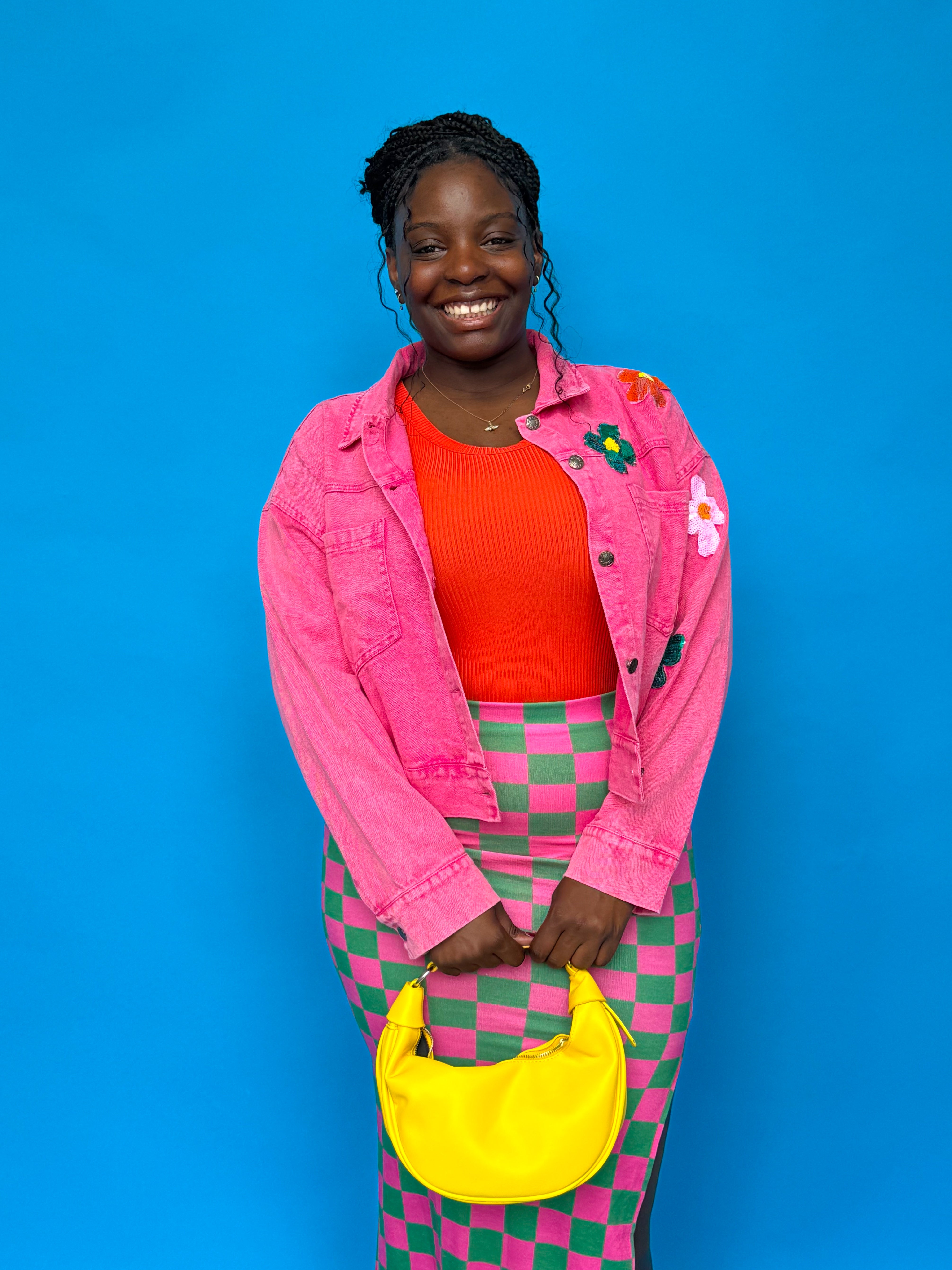 Pink Flower Denim Jacket (S-3XL)