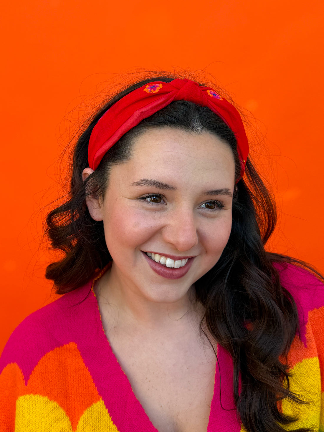 Red Embroidered Headband