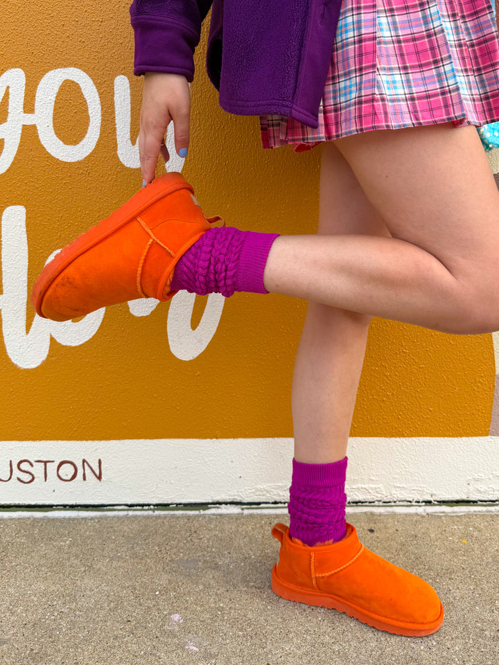 Mulberry Knitted Slouchy Socks