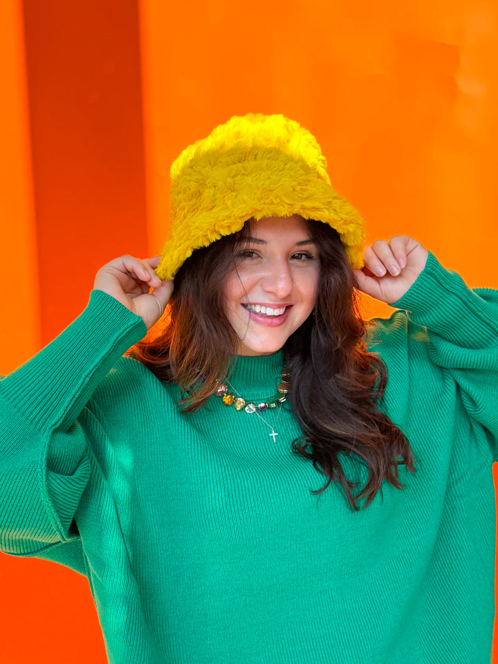 Mustard Fuzzy Bucket Hat