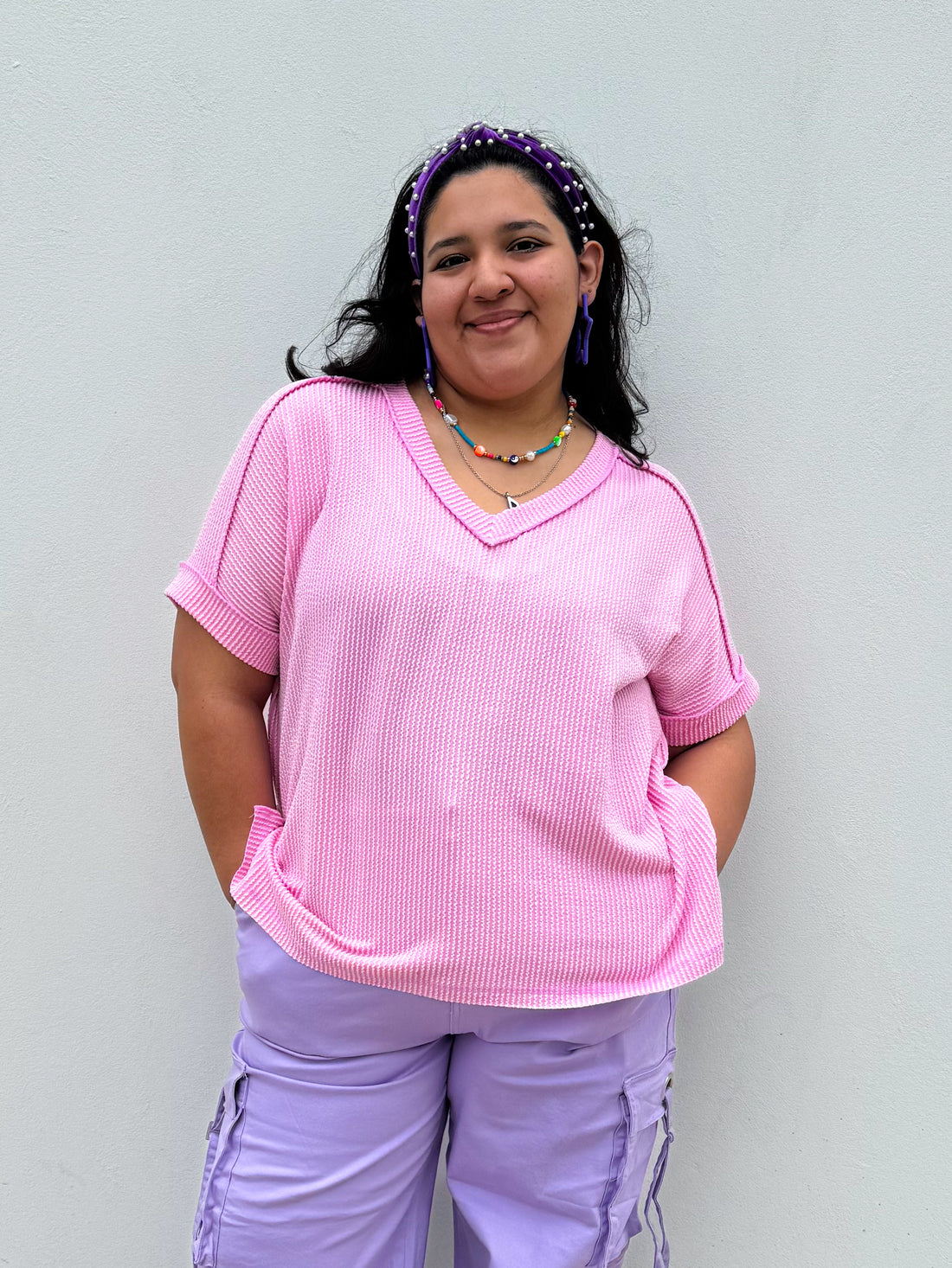 Candy Pink V-neck (S-3XL)