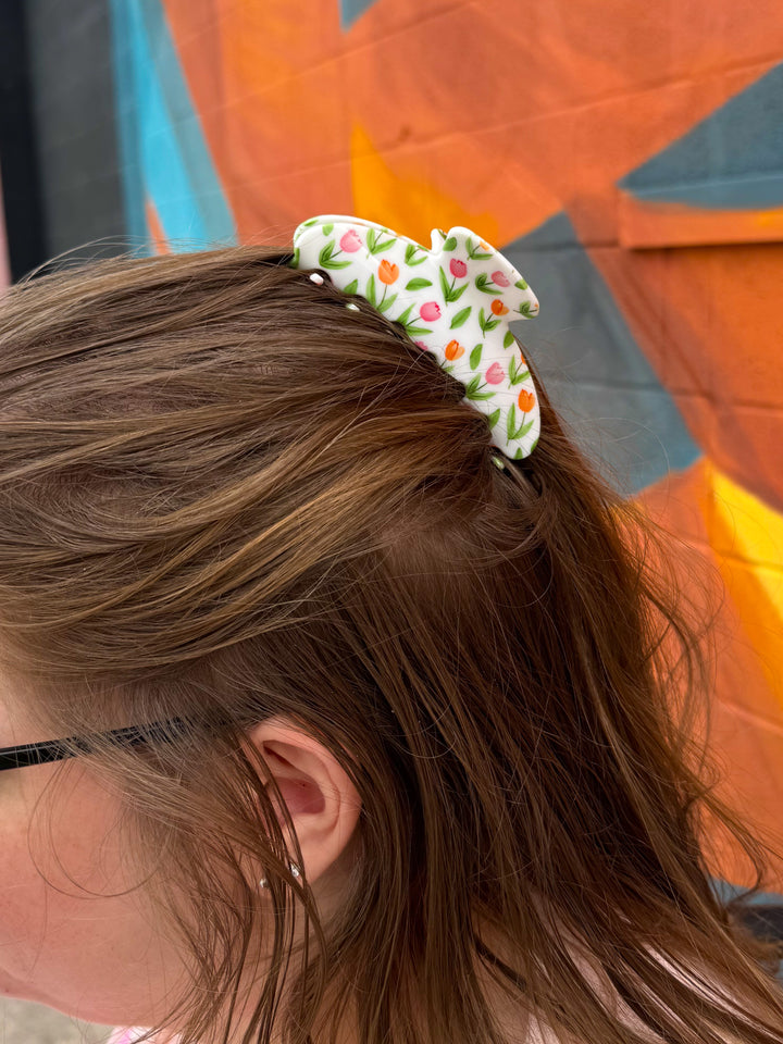 White Floral Hair Clip