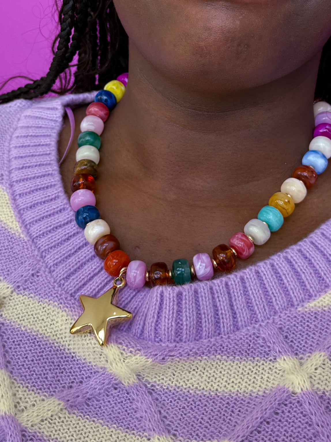 Rainbow Star Beaded Necklace
