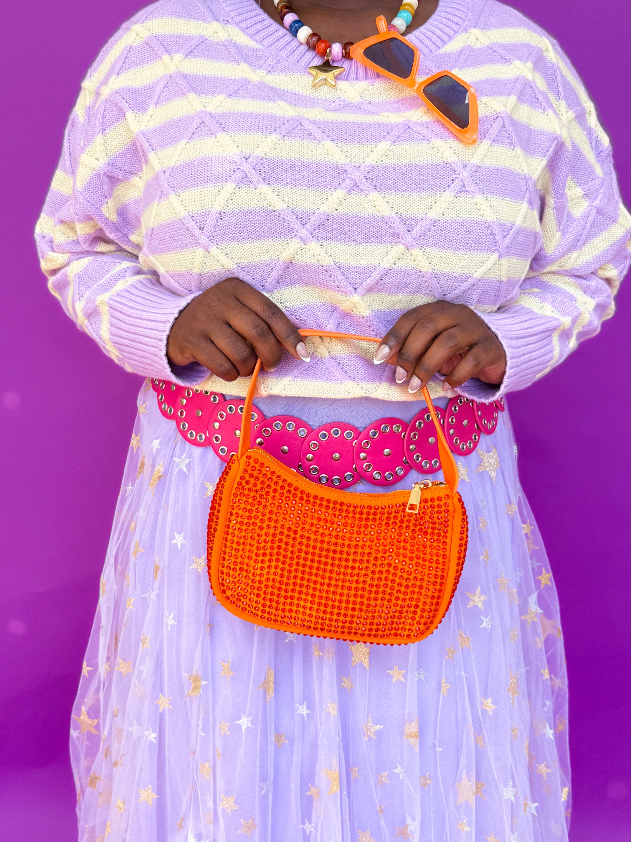 Dazzle Rhinestone Orange Purse