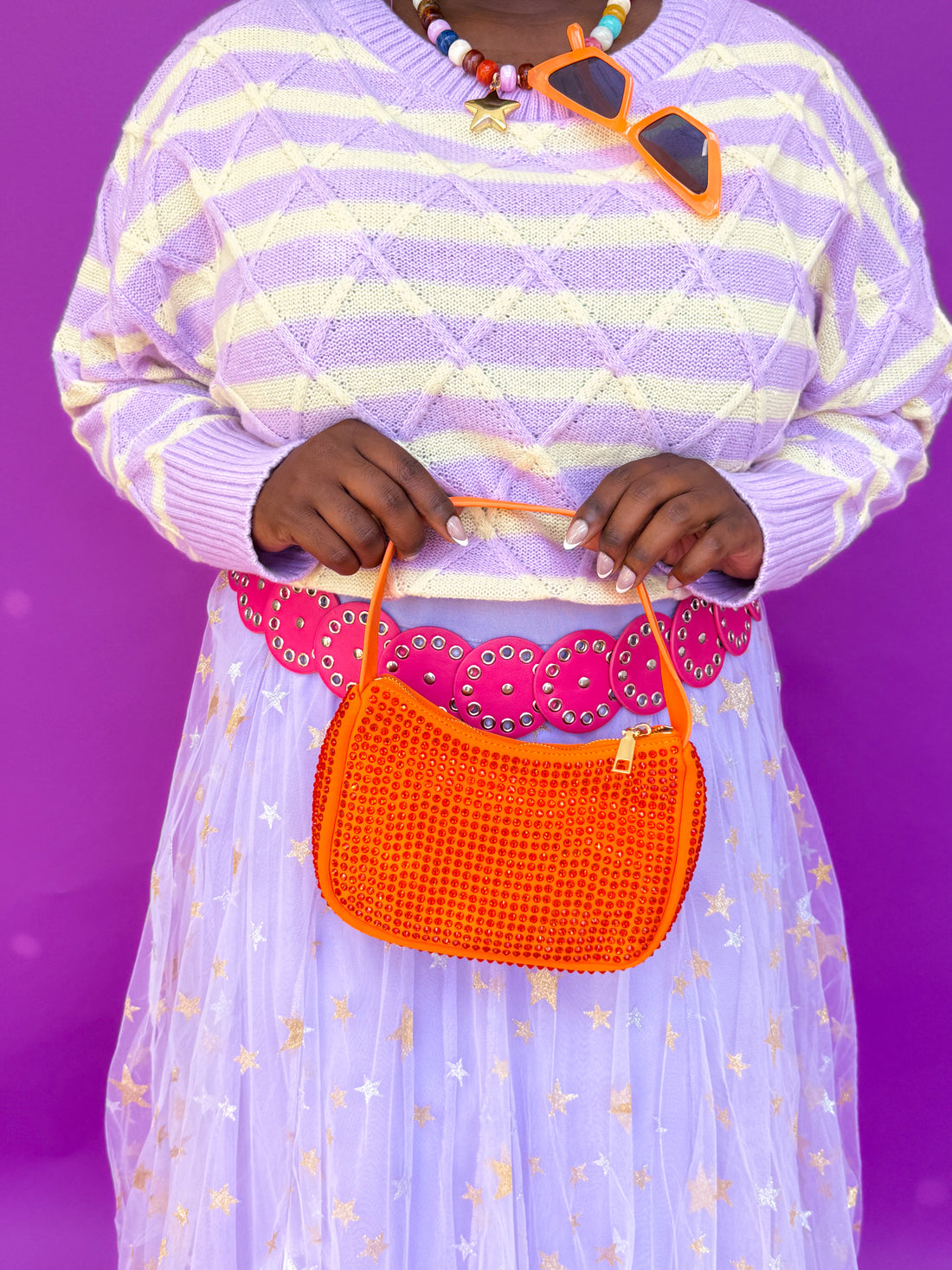 Dazzle Rhinestone Orange Purse