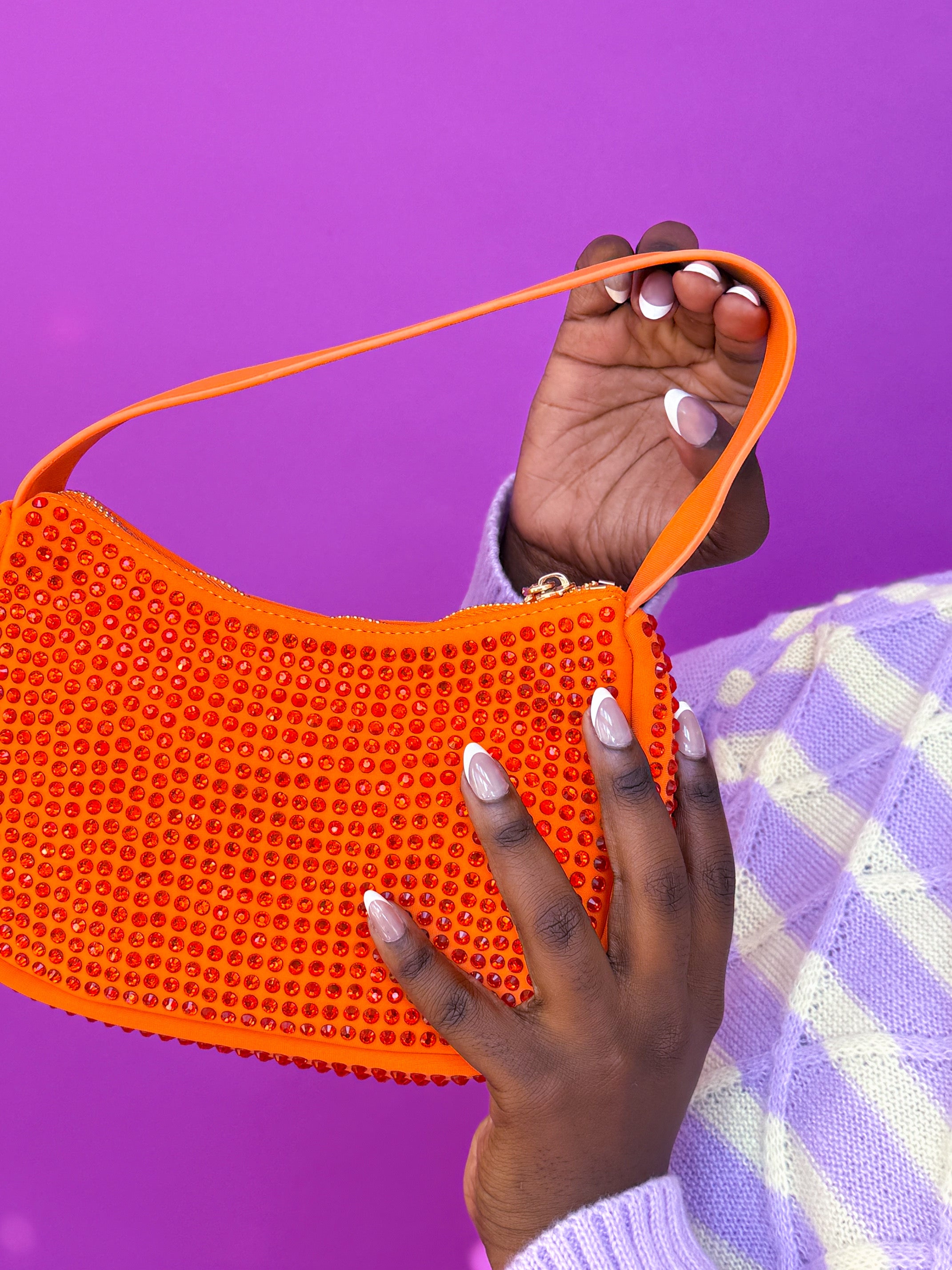 Dazzle Rhinestone Orange Purse