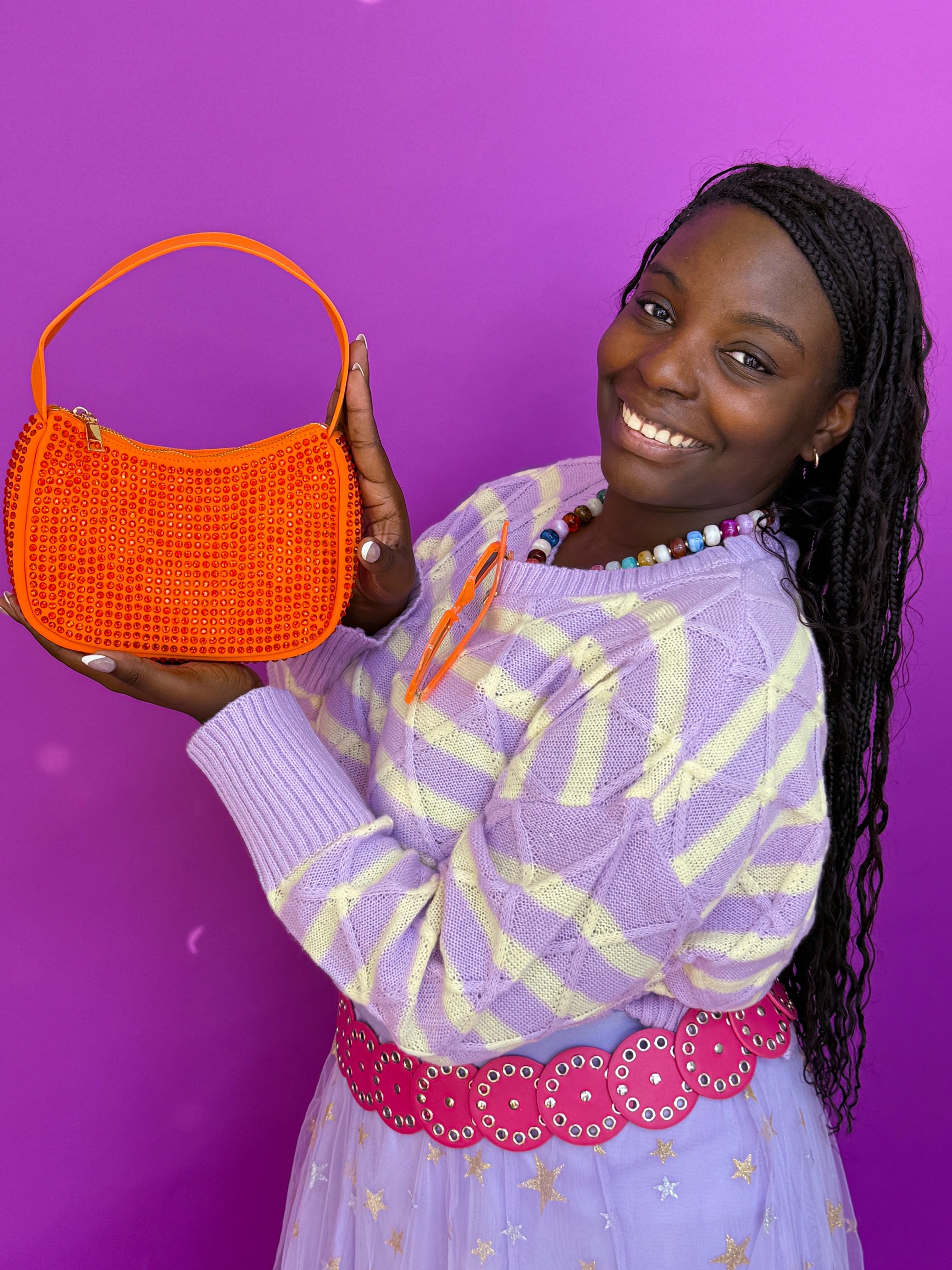 Dazzle Rhinestone Orange Purse