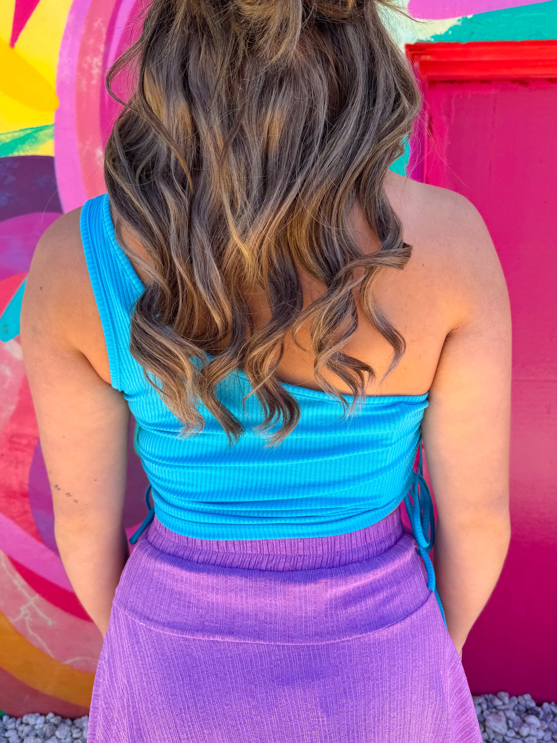 Summertime Fine Blue One Shoulder Top (S-L)