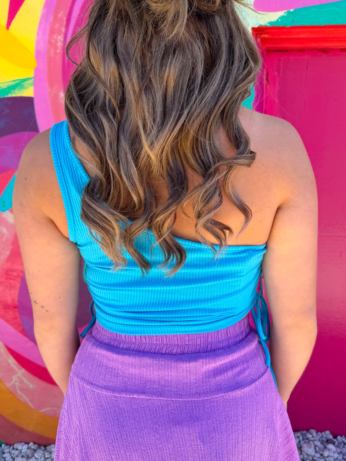 Summertime Fine Blue One Shoulder Top (S-L)