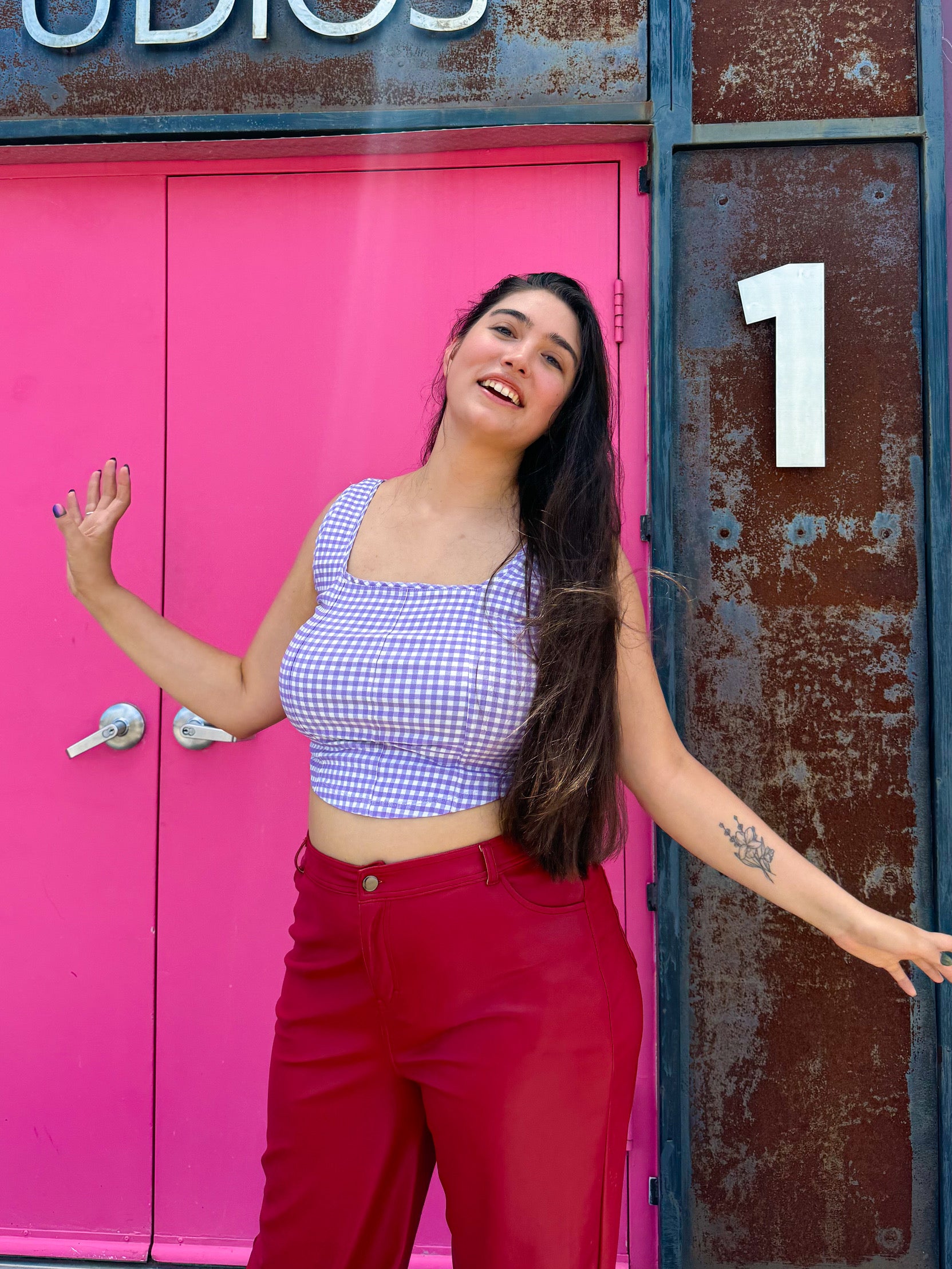 Lavender Plaid Bustier Top (S-XL)