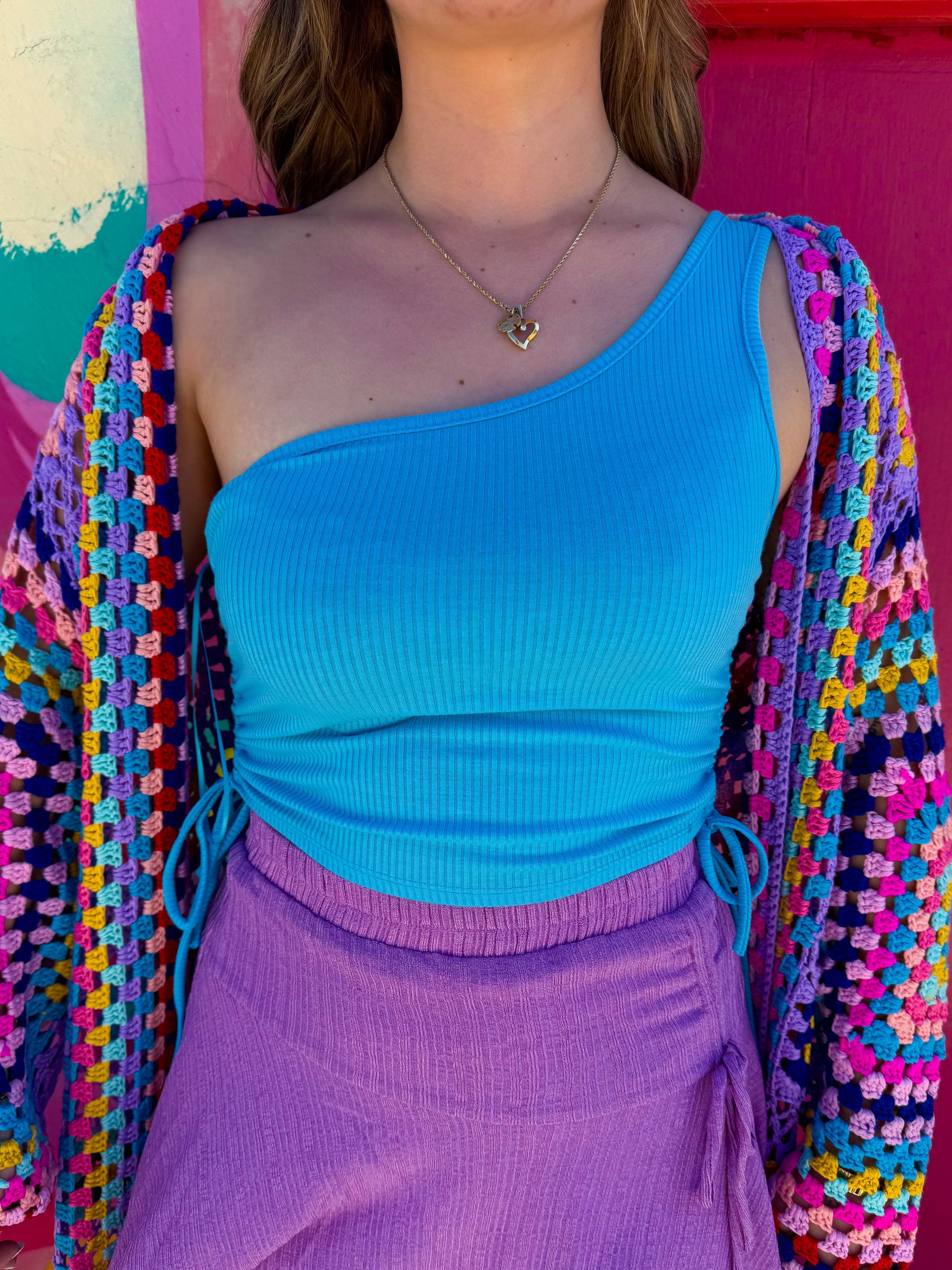 Summertime Fine Blue One Shoulder Top (S-L)