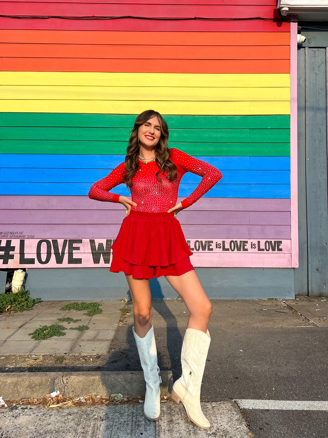 Show Stopper Rhinestone Bodysuit in Red (S-3X)