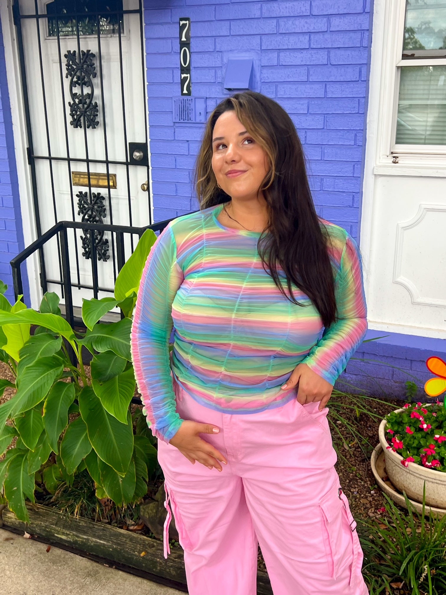 Ombre Rainbow Mesh Top (S-3XL)