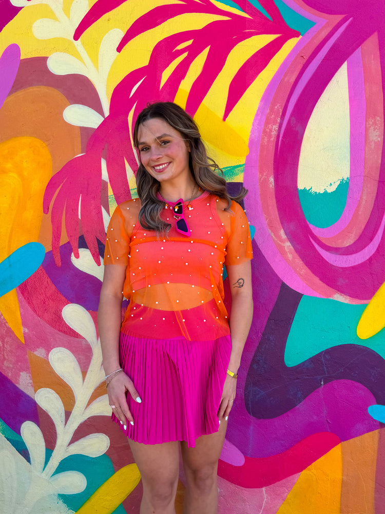 Rockstar Pink Pleated Skort (S-3XL)