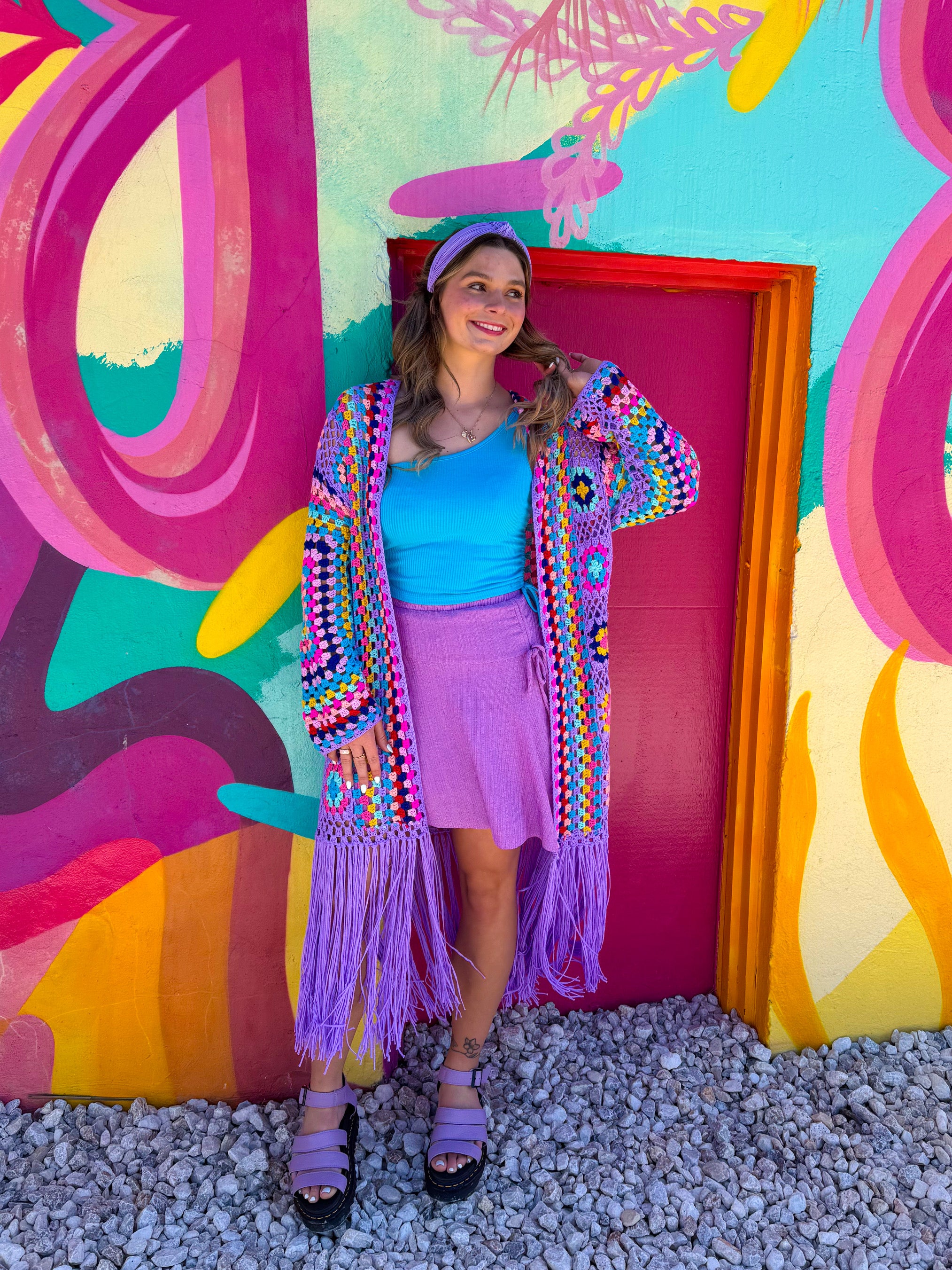 Happy Vibes Only Purple Skirt (S-2XL)