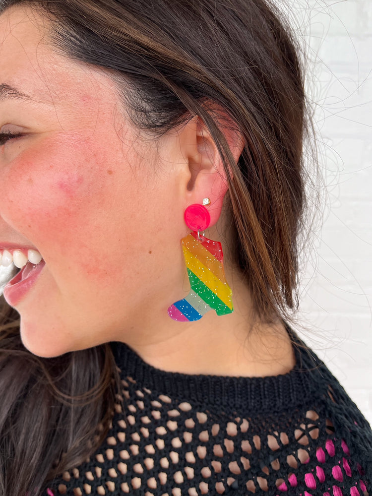 Rainbow Boot Earrings