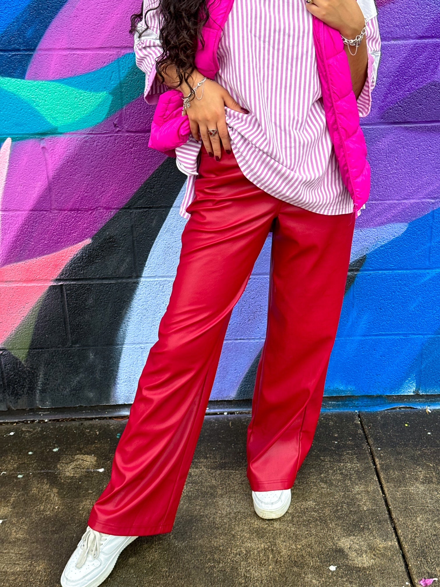 Red Licorice Leather Pants (S-3XL)