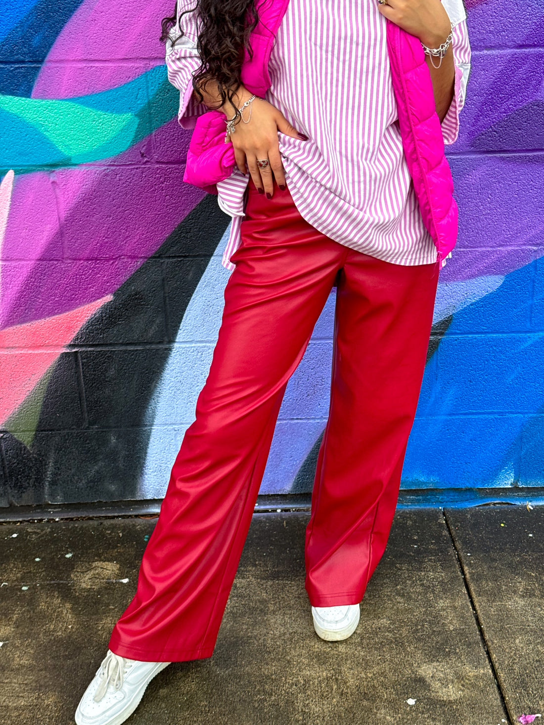 Red Licorice Leather Pants (S-3XL)